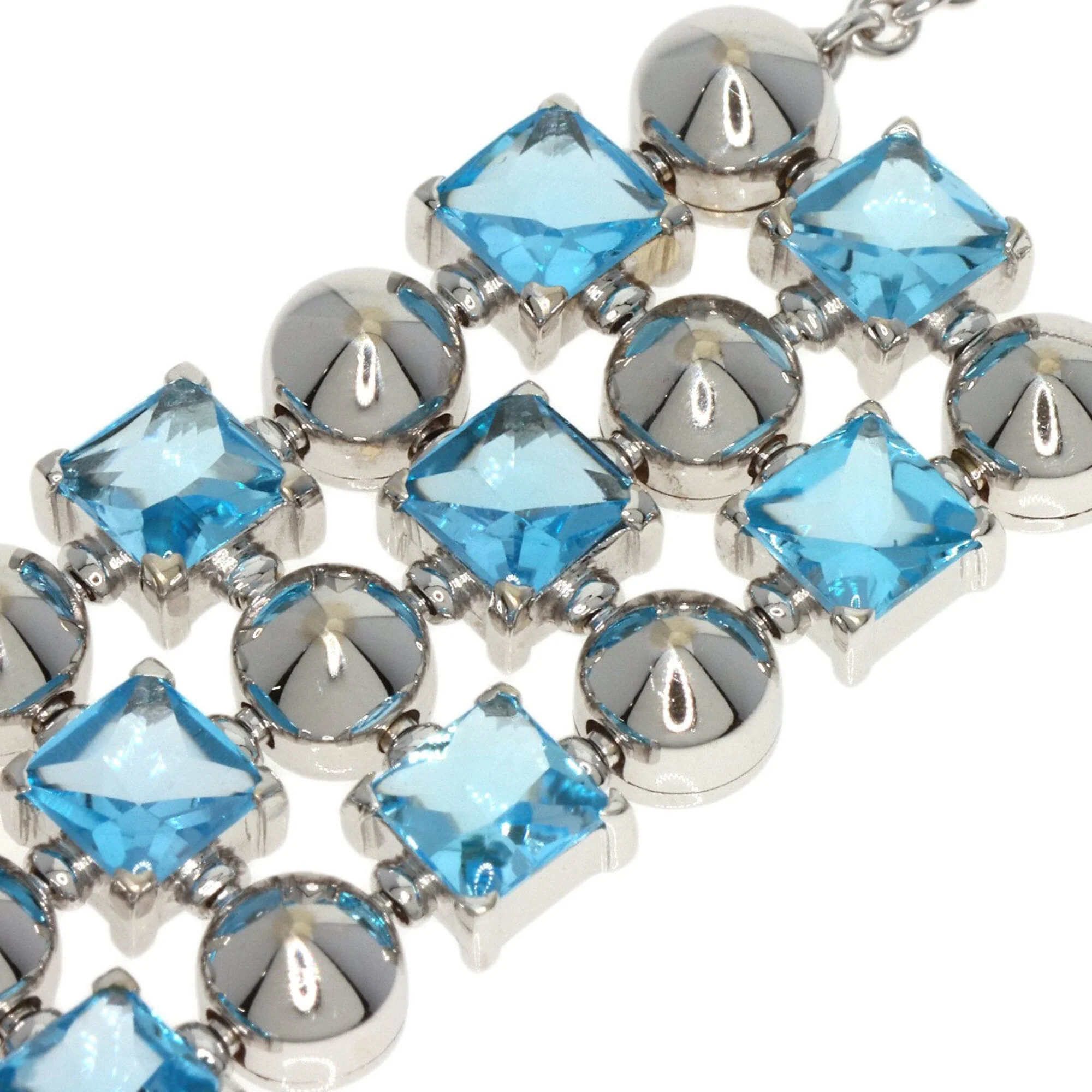 Pendant Necklace 18K White Gold With Diamond and Topaz - Image 7