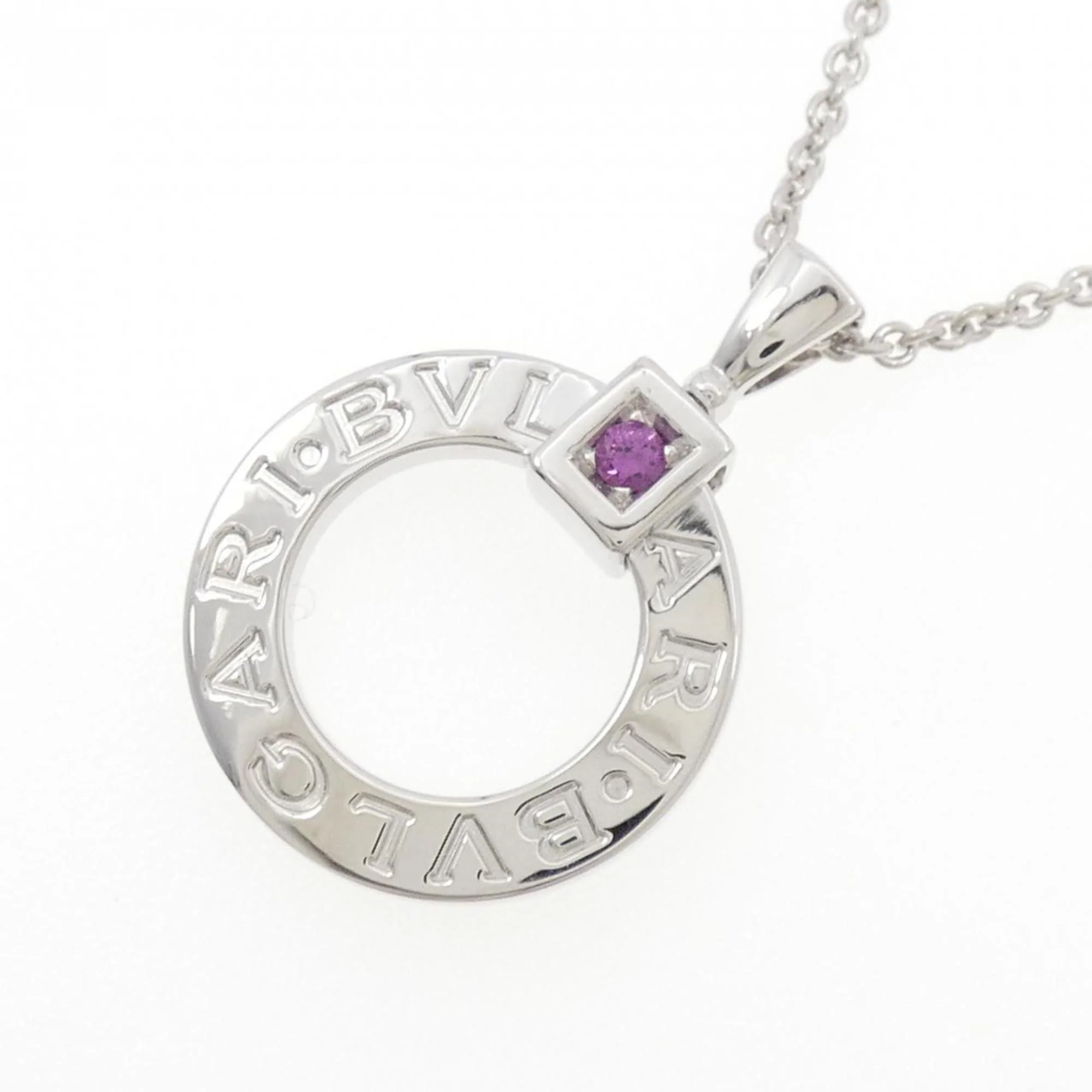 Pendant Necklace 18K White Gold with Sapphire - Image 3