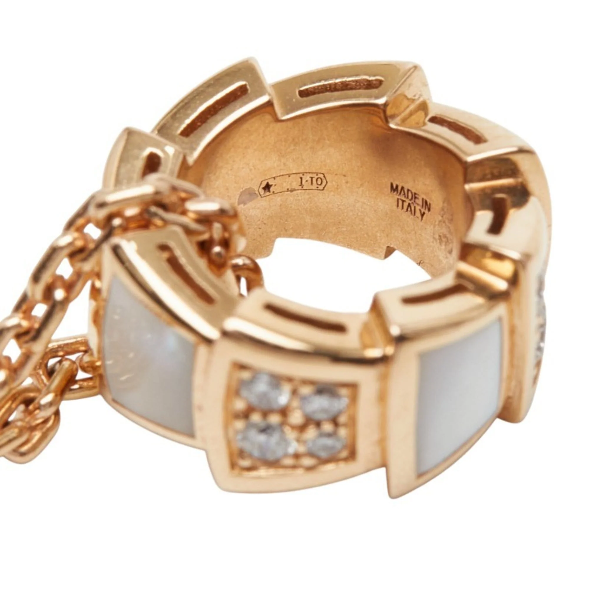 Serpenti Viper Ring 18K Rose Gold with Diamonds - Image 7
