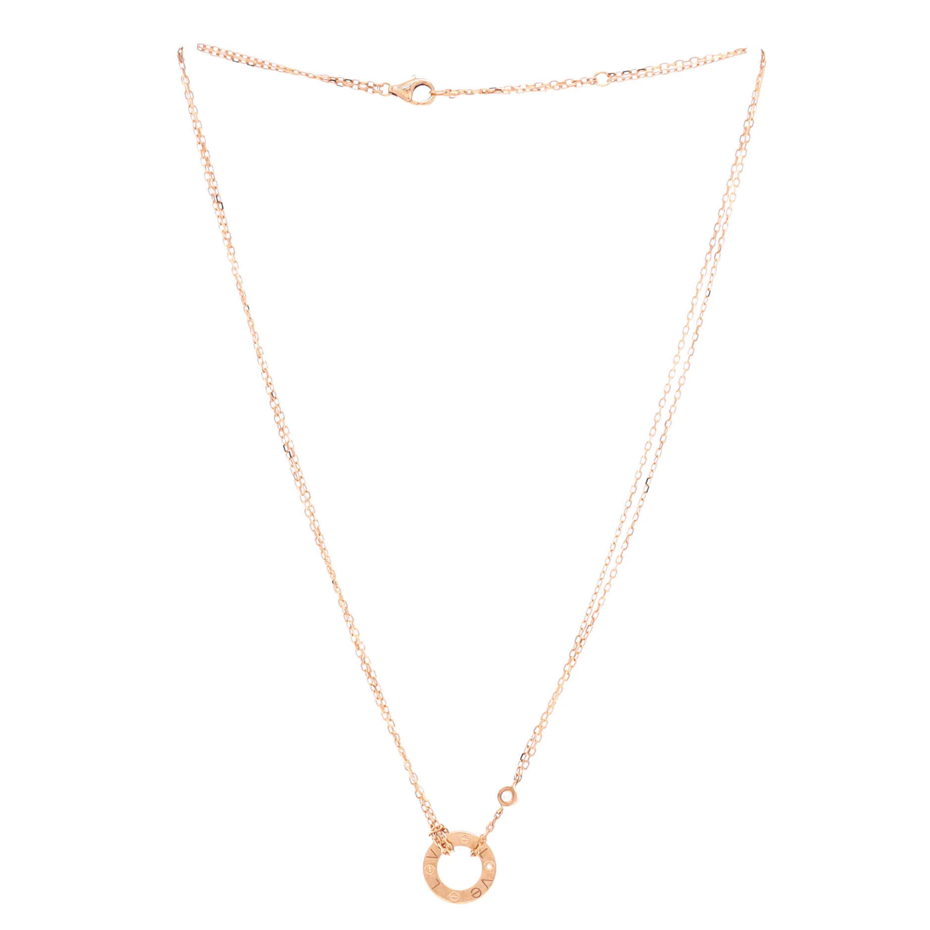 2 Diamonds Love Pendant Necklace 18K Rose Gold and Diamonds - Image 3