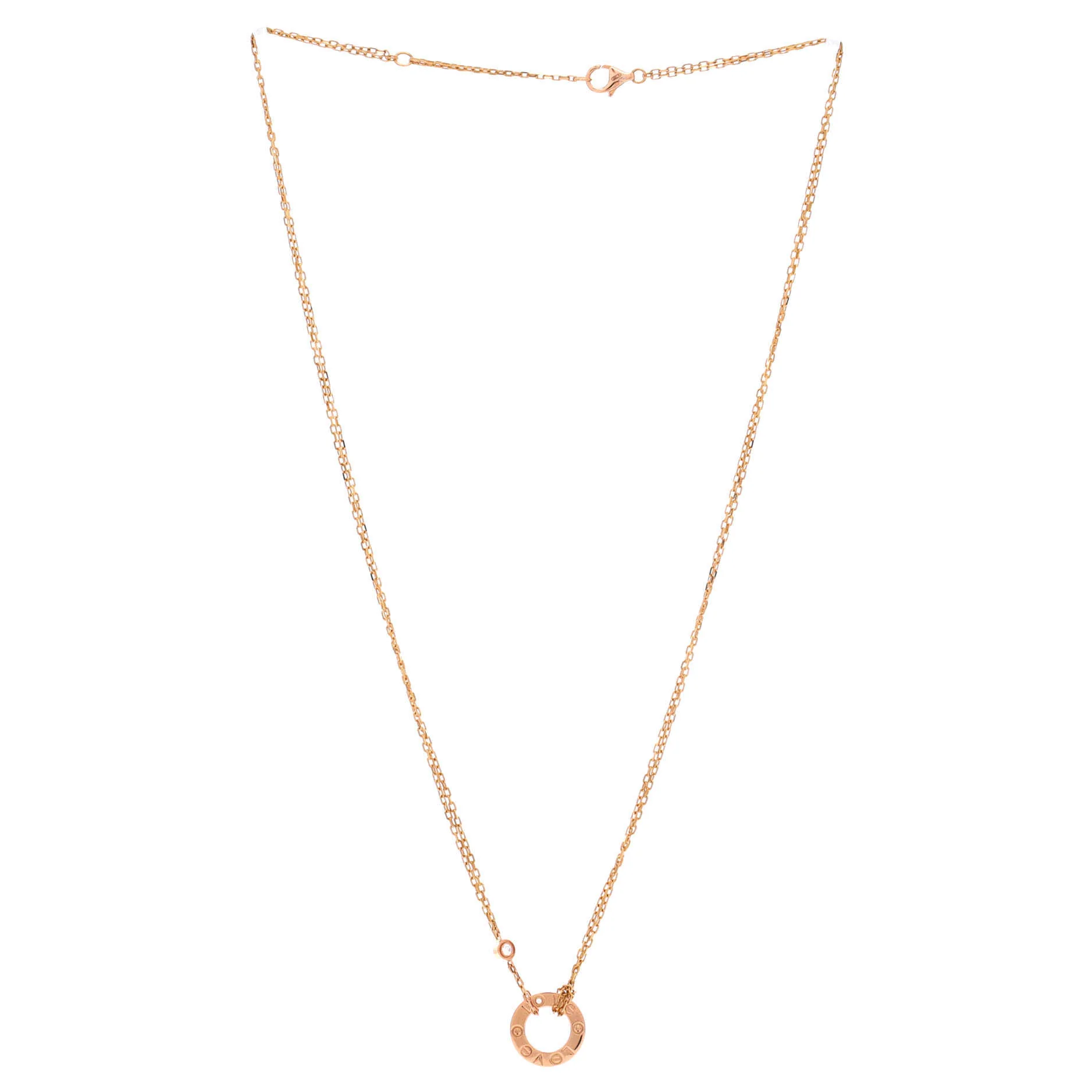 2 Diamonds Love Pendant Necklace 18K Rose Gold and Diamonds - Image 3