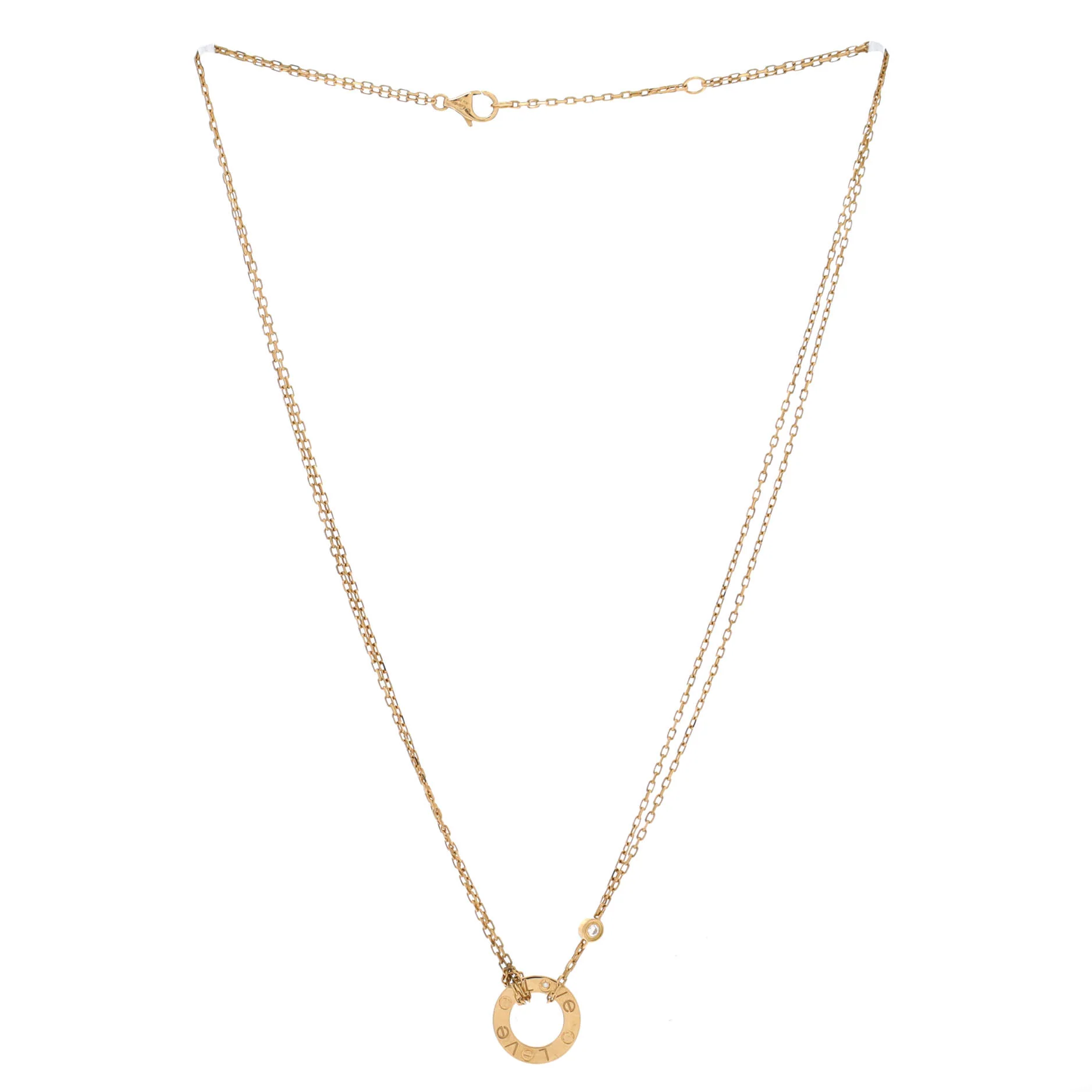 2 Diamonds Love Pendant Necklace 18K Yellow Gold and Diamonds - Image 2