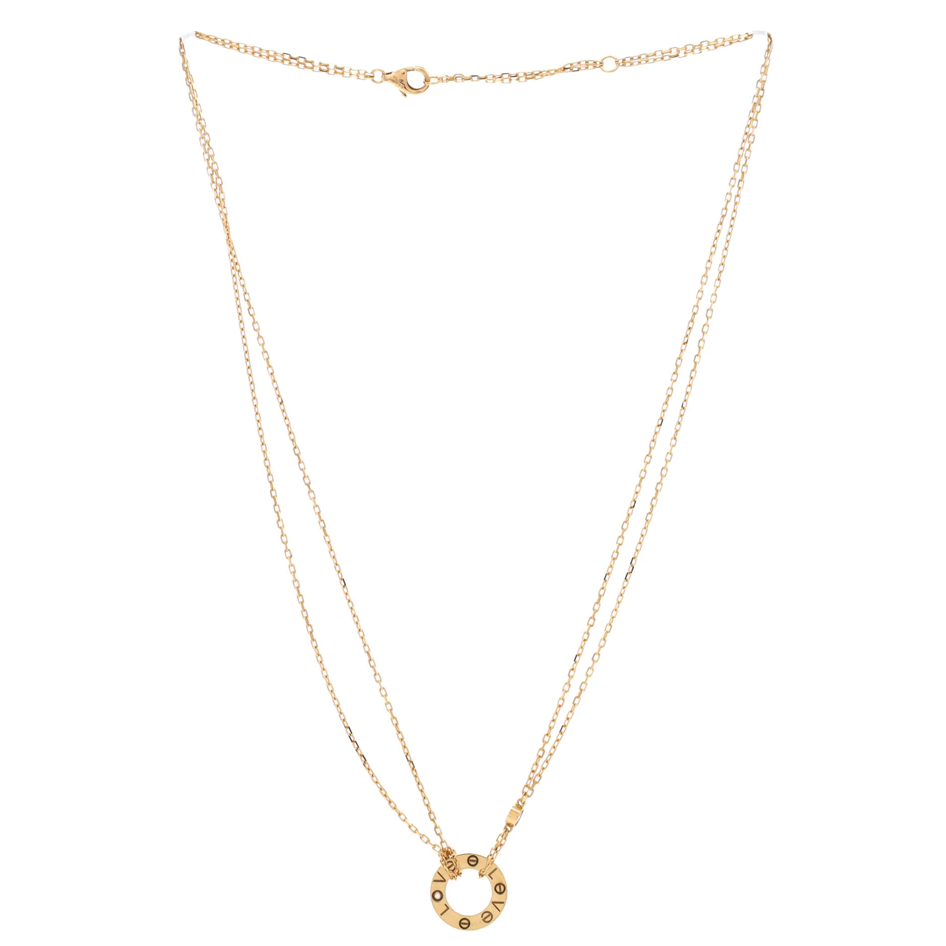 2 Diamonds Love Pendant Necklace 18K Yellow Gold and Diamonds - Image 3