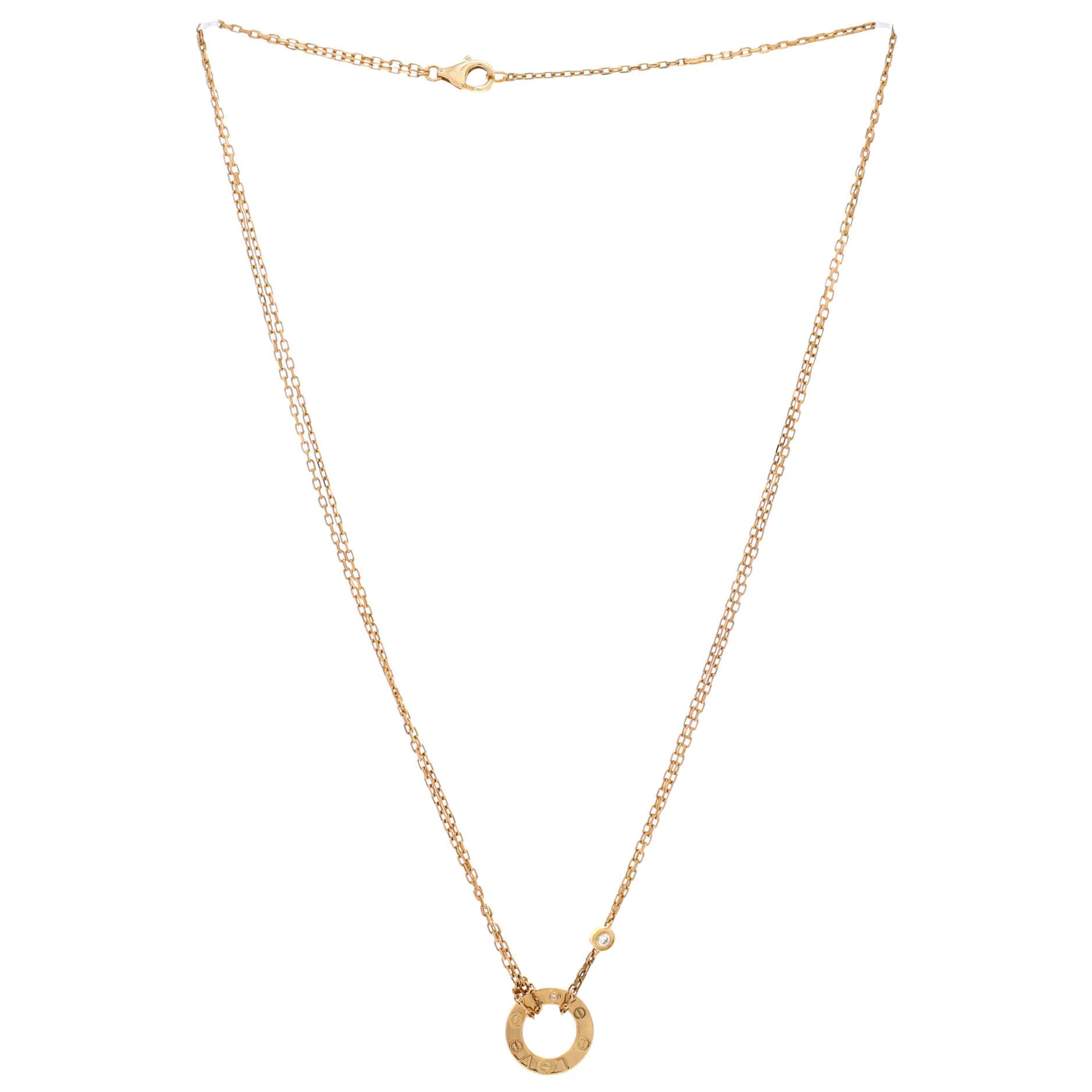 2 Diamonds Love Pendant Necklace 18K Yellow Gold and Diamonds - Image 2