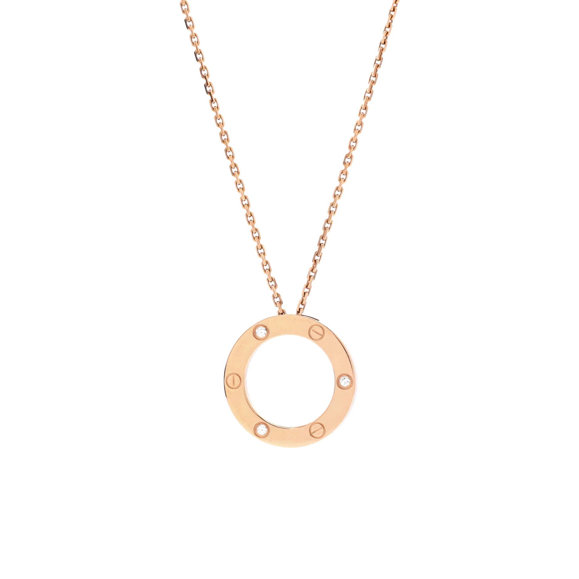 3 Diamonds Love Pendant Necklace 18K Rose Gold and Diamonds