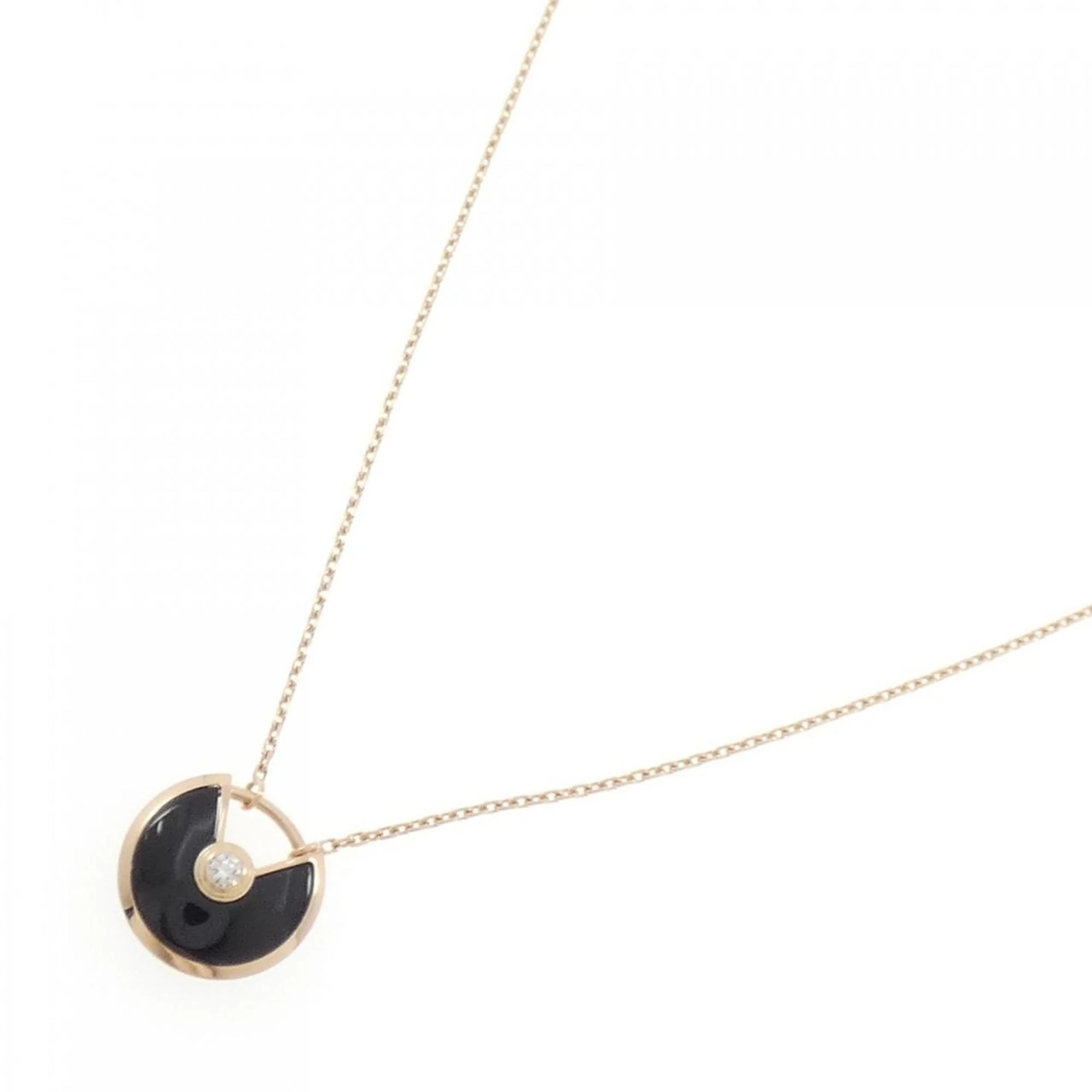 Amulet Pendant Necklace 18K Rose Gold with Diamond and Onyx - Image 2
