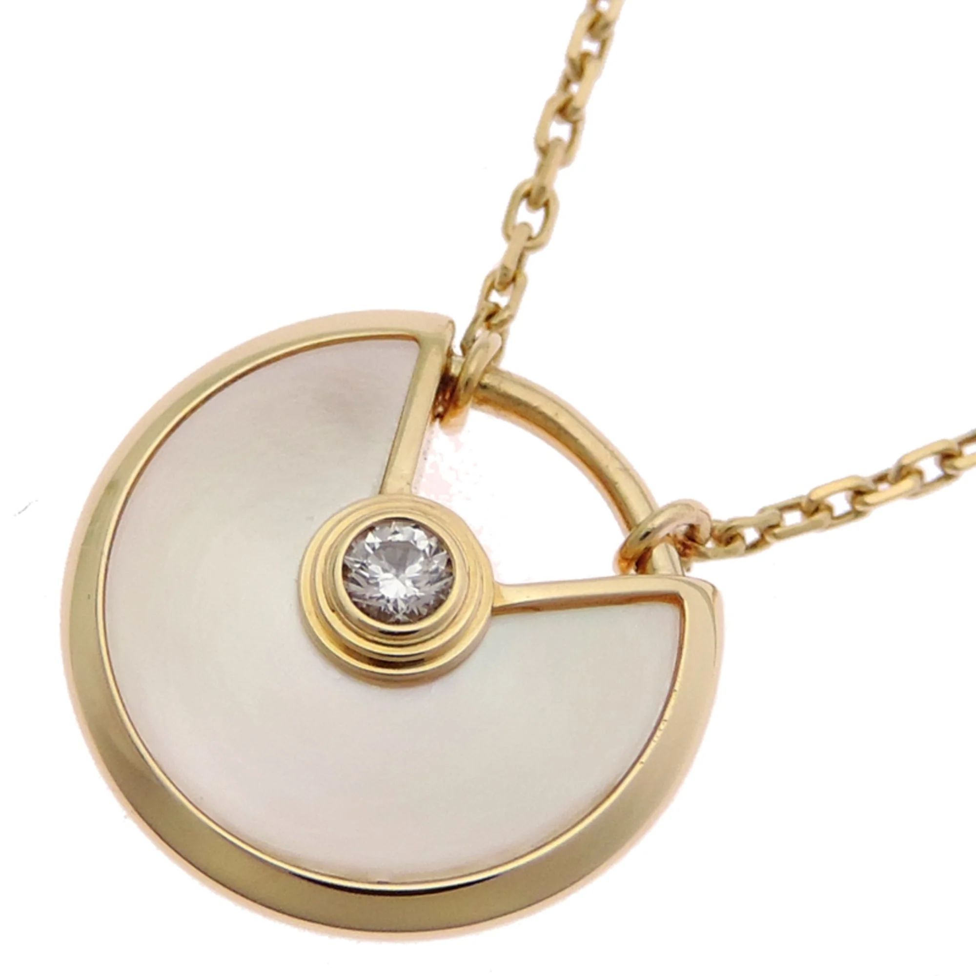 Amulette de Pendant Necklace 18K Yellow Gold with Diamond and Mother of Pearl - Image 2