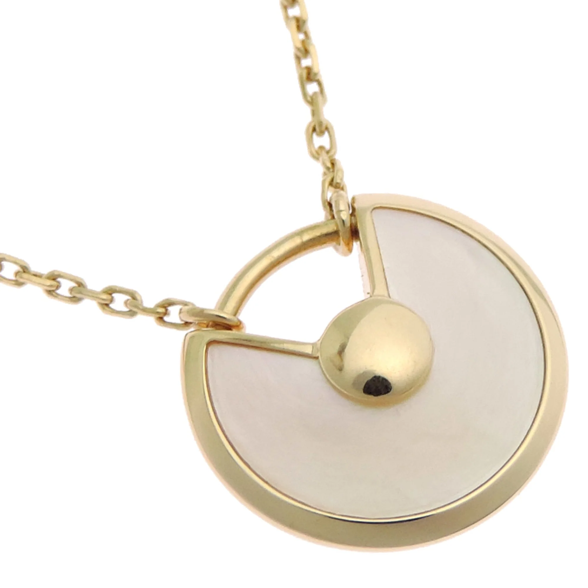 Amulette de Pendant Necklace 18K Yellow Gold with Diamond and Mother of Pearl - Image 3