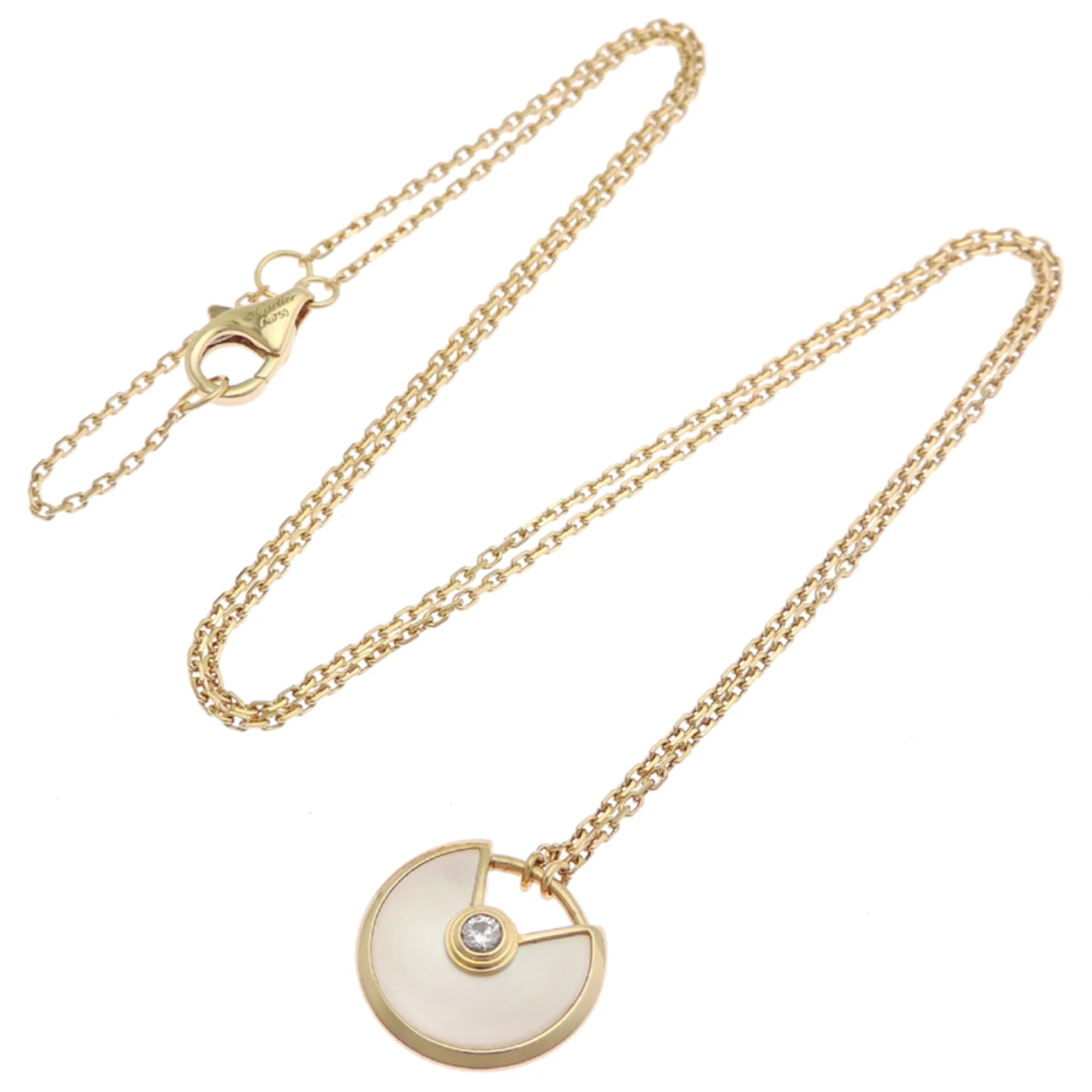 Amulette de Pendant Necklace 18K Yellow Gold with Diamond and Mother of Pearl - Image 7