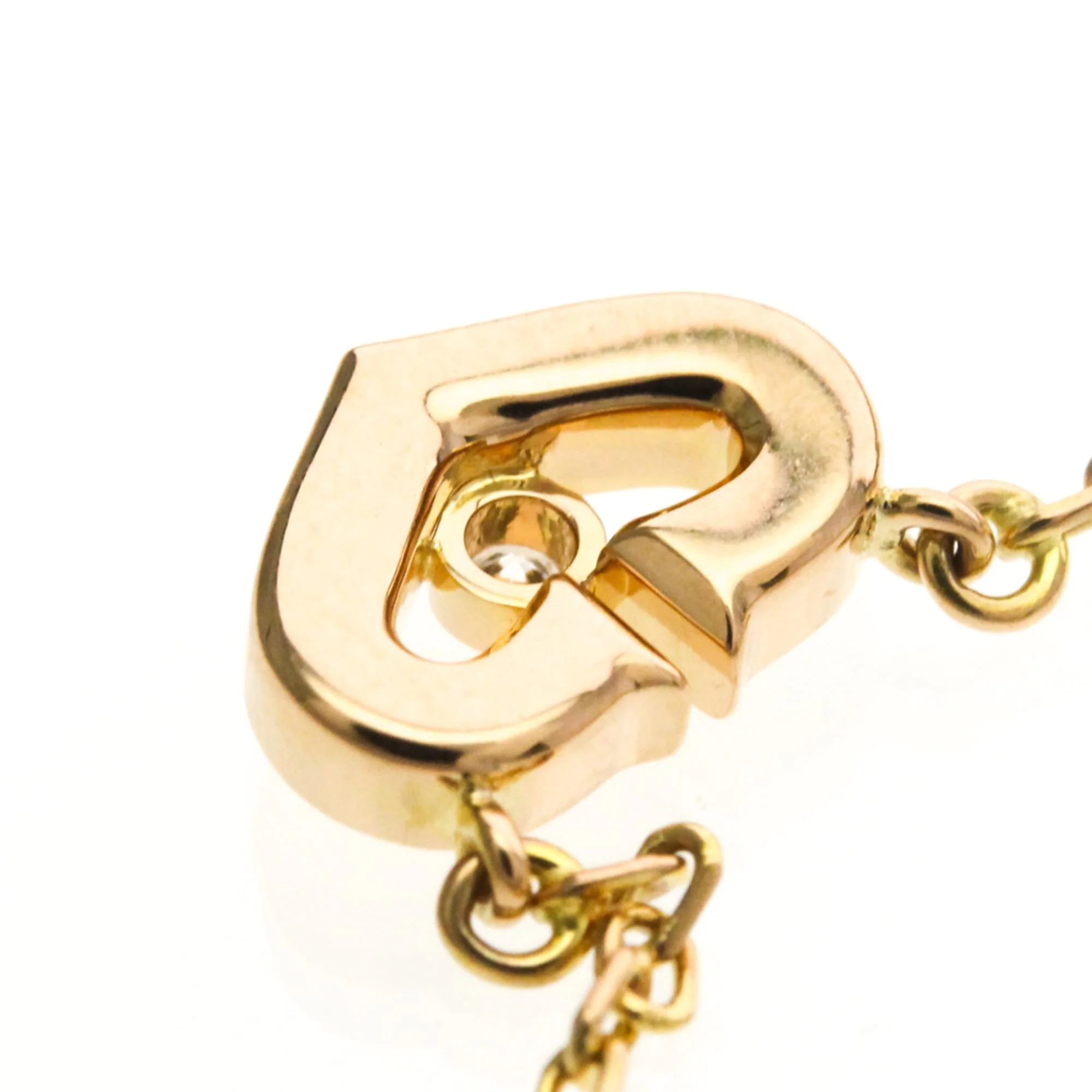 C Heart Pendant Necklace 18K Rose Gold with Diamonds - Image 8