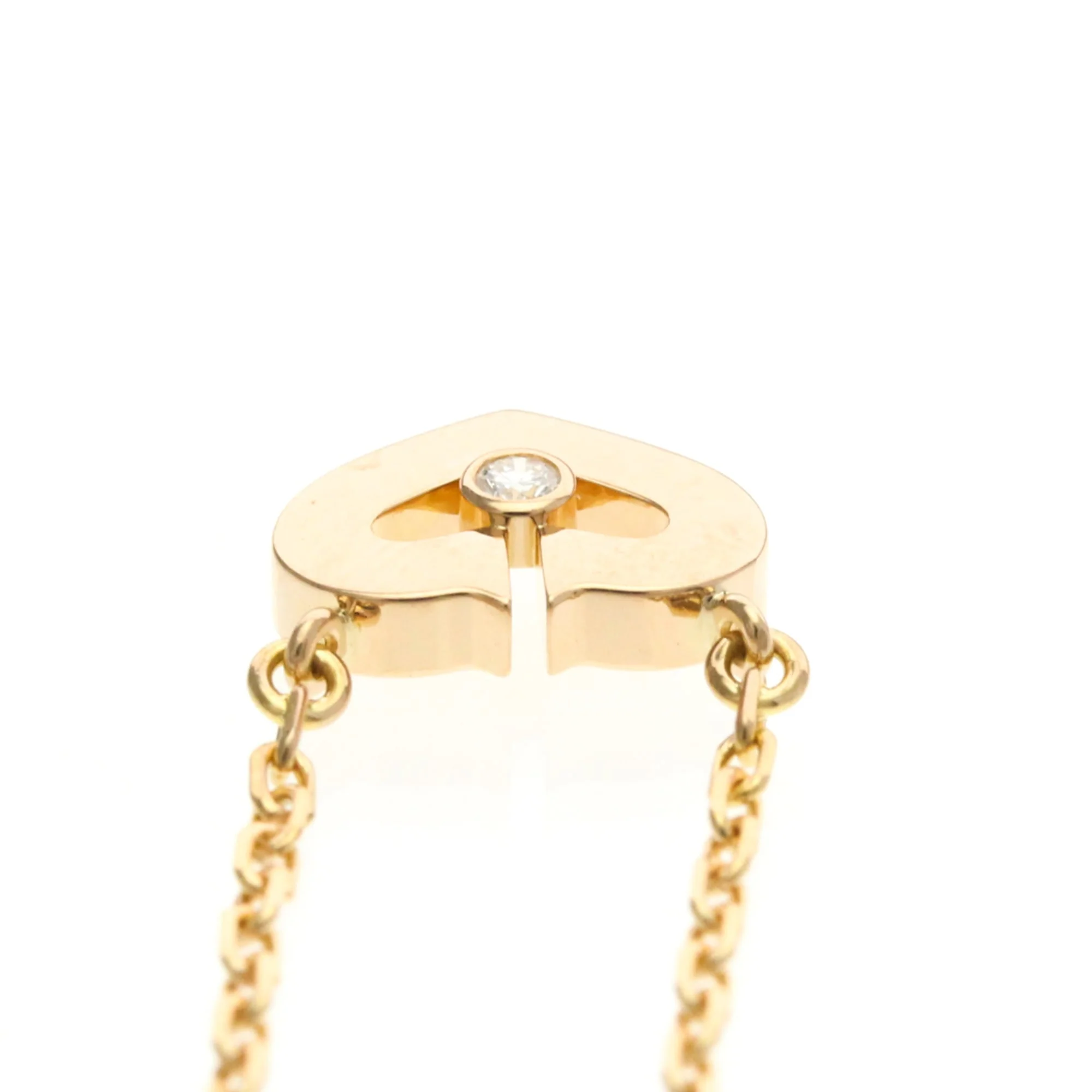 C Heart Pendant Necklace 18K Rose Gold with Diamonds - Image 6