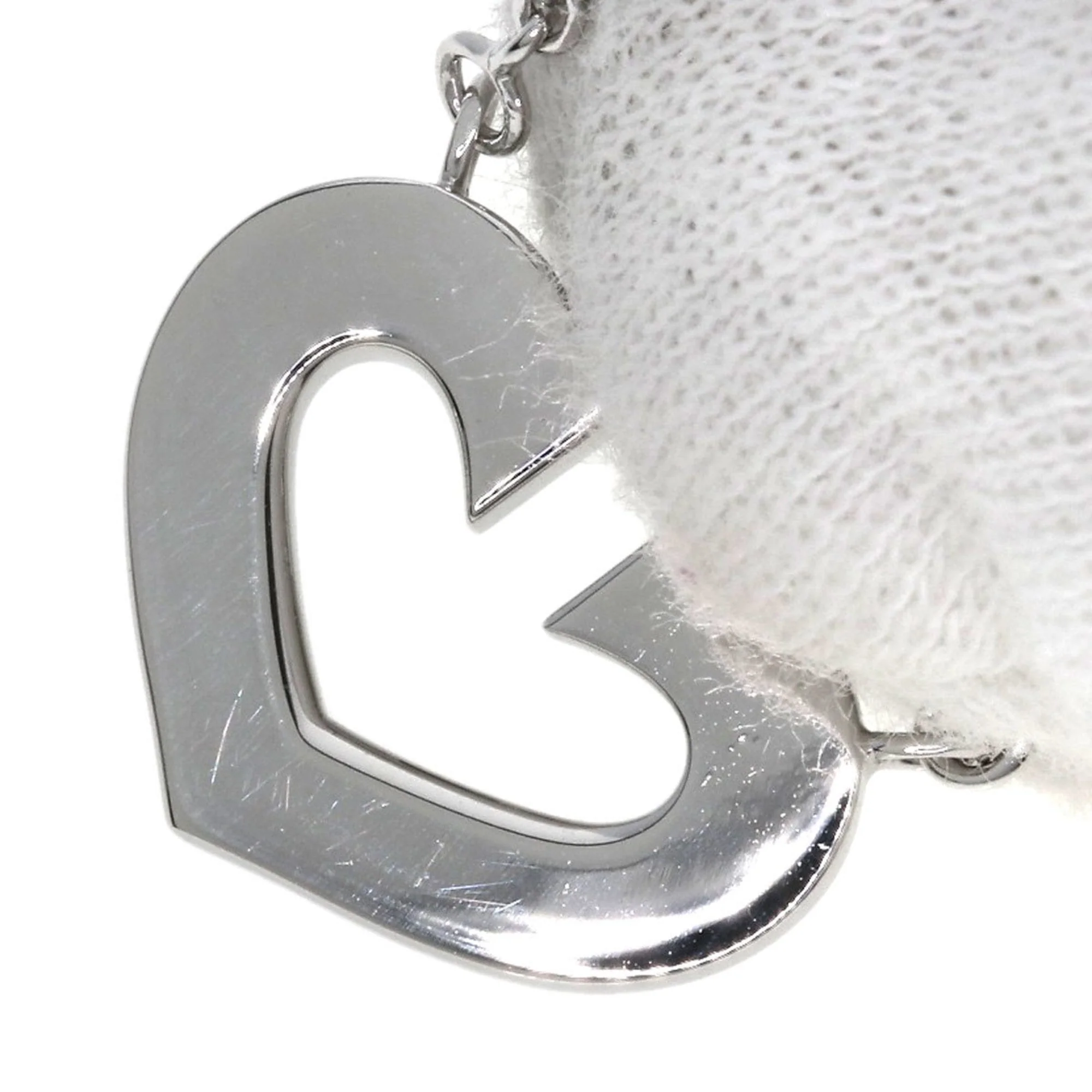 C Heart Pendant Necklace 18K White Gold - Image 5
