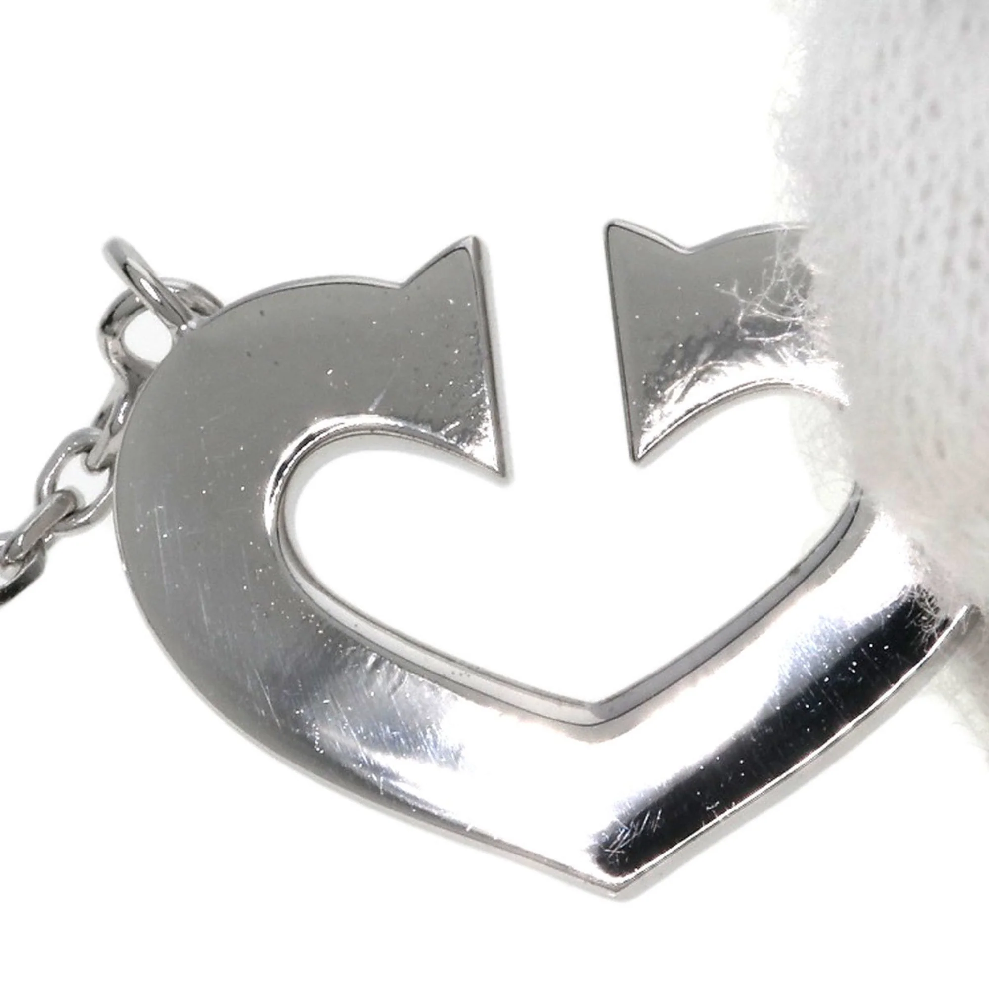 C Heart Pendant Necklace 18K White Gold - Image 6