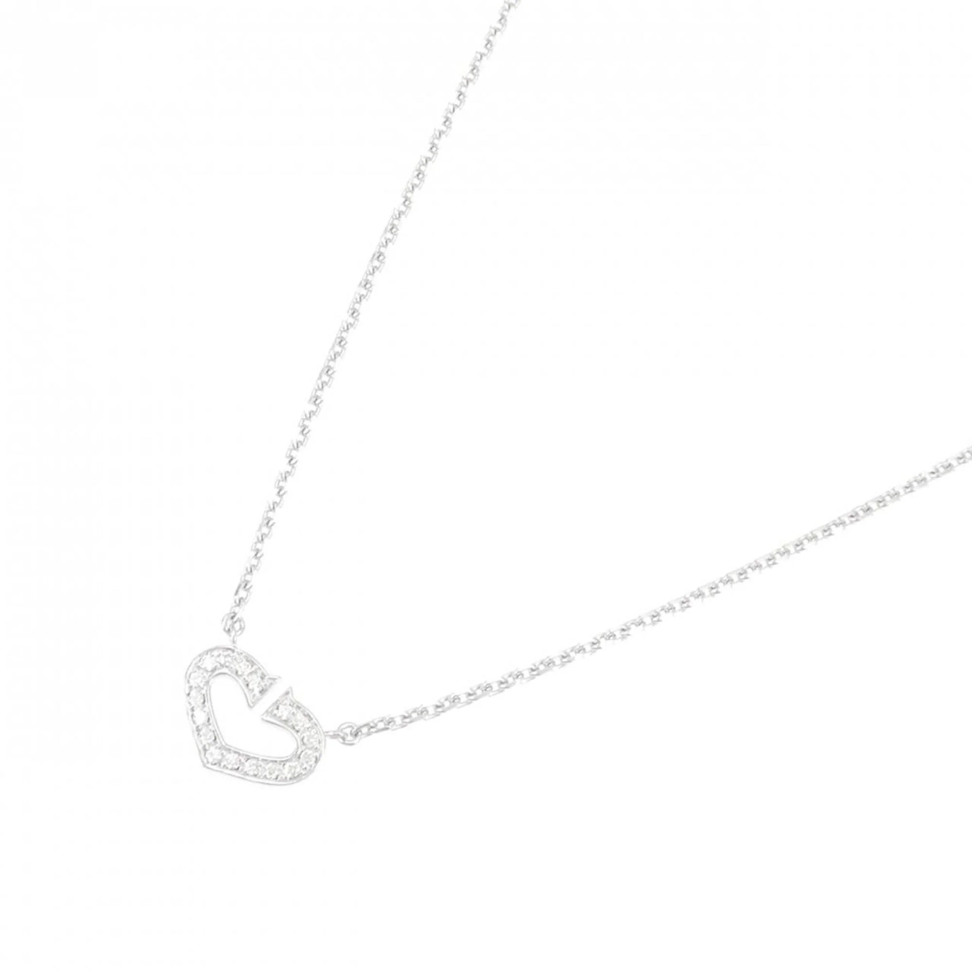 C Heart Pendant Necklace 18K White Gold - Image 2