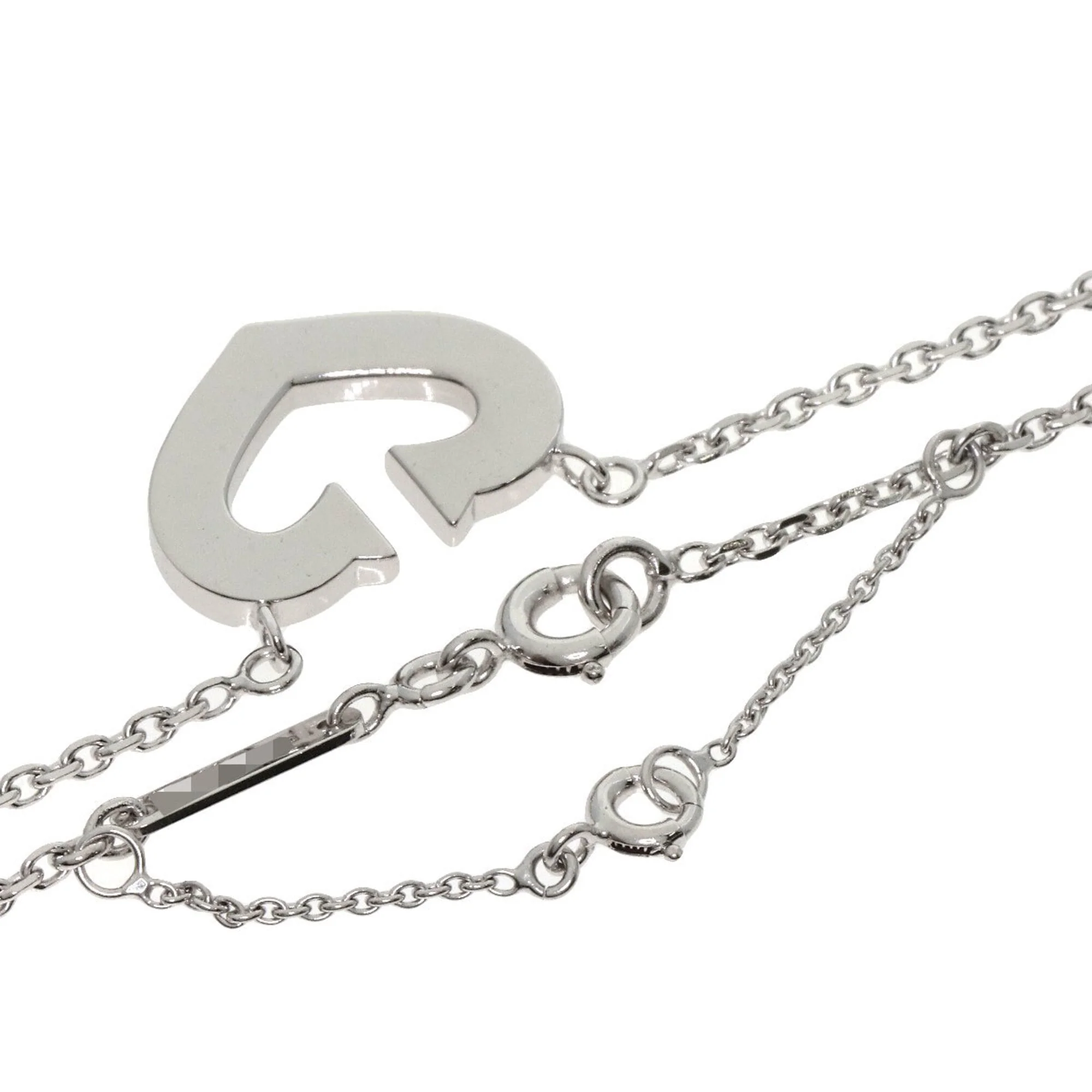 C Heart Pendant Necklace 18K White Gold - Image 2