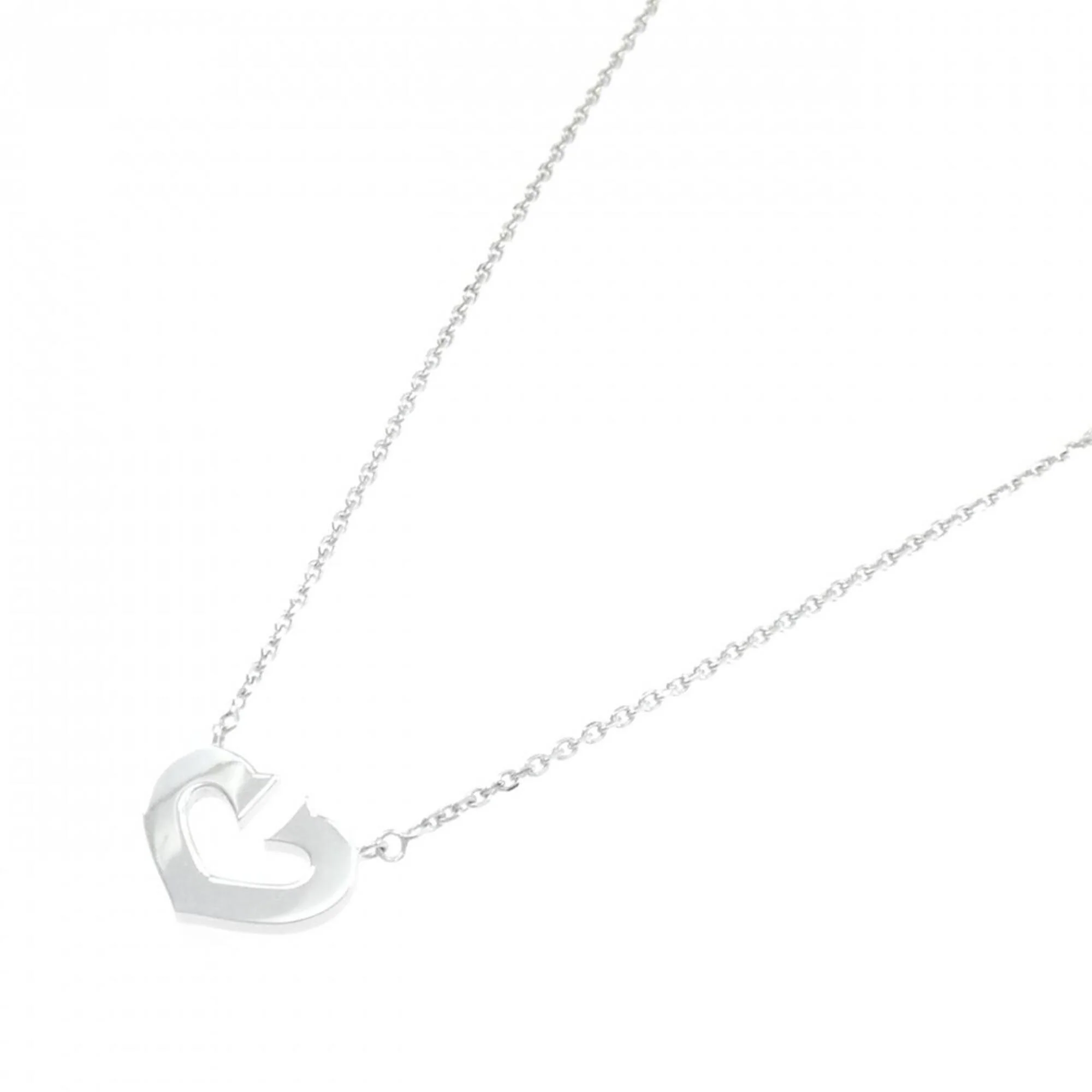 C Heart Pendant Necklace 18K White Gold - Image 2