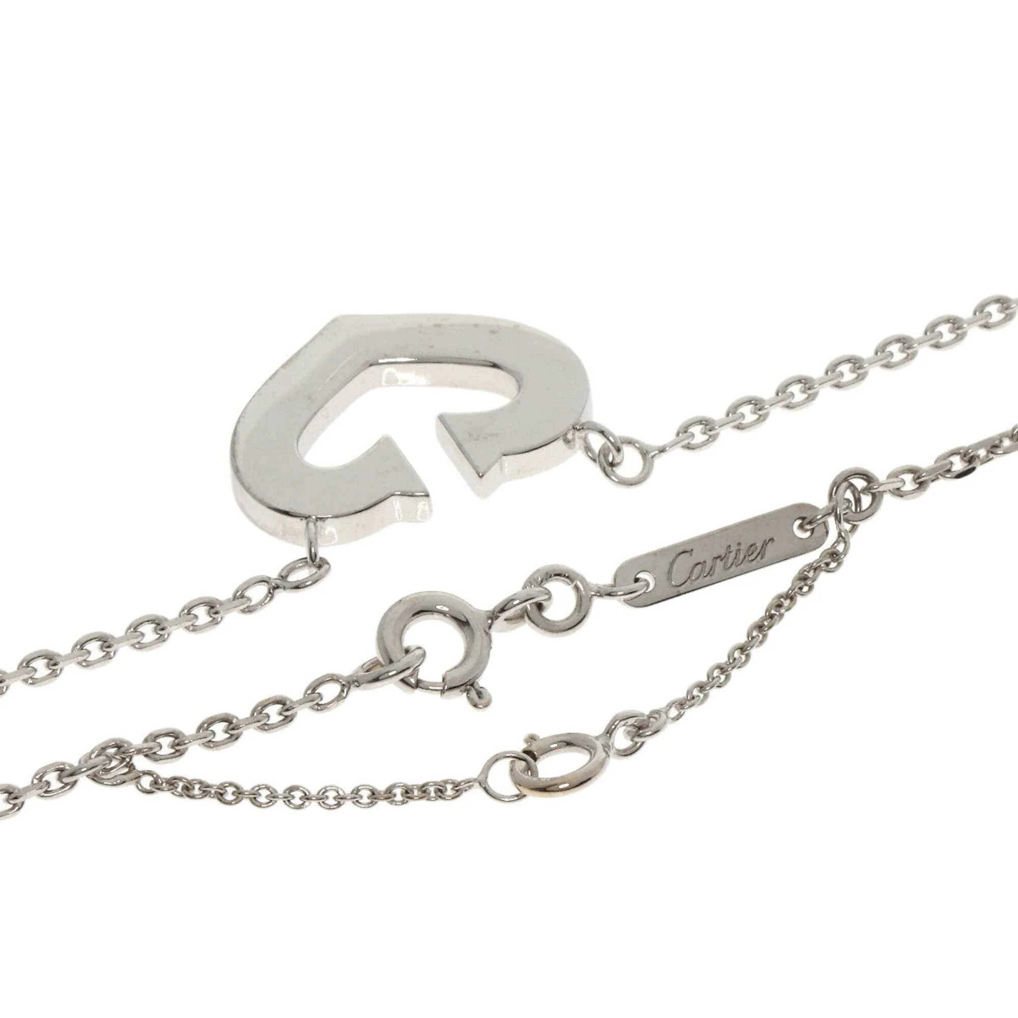C Heart Pendant Necklace 18K White Gold - Image 2