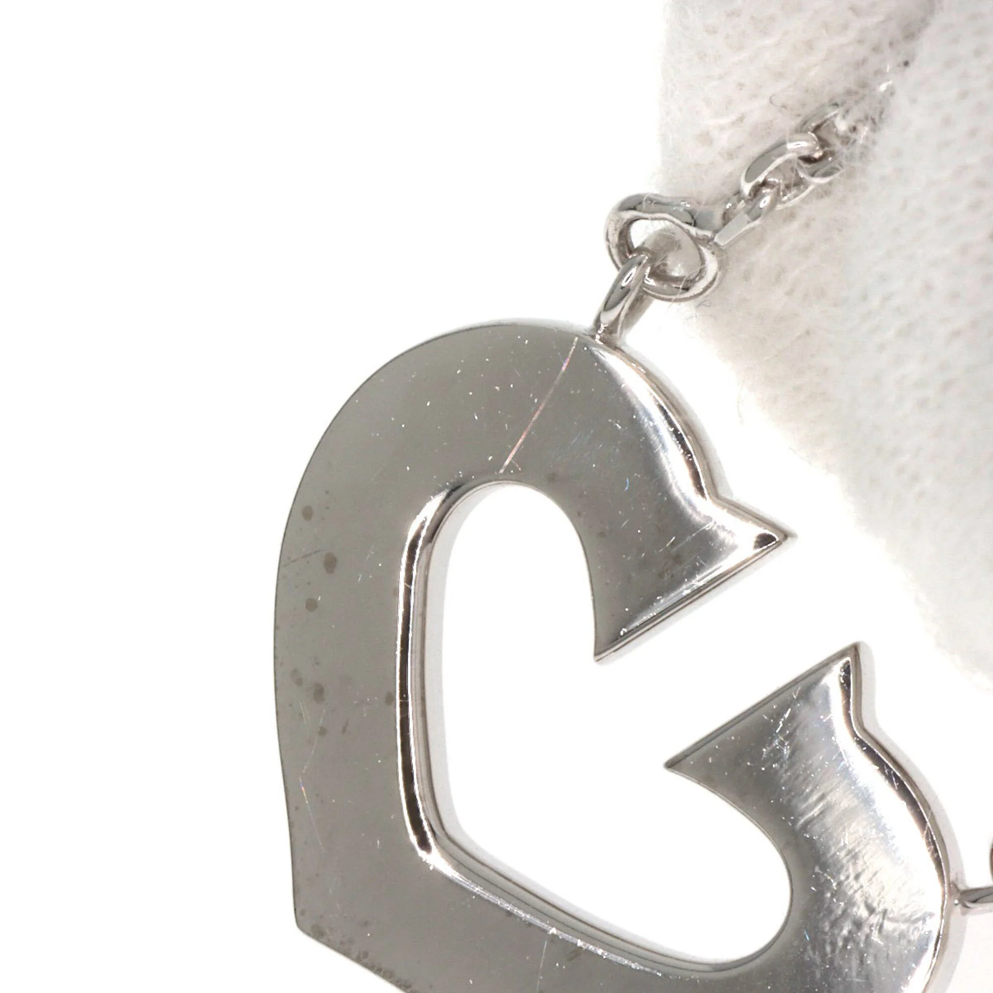 C Heart Pendant Necklace 18K White Gold - Image 5