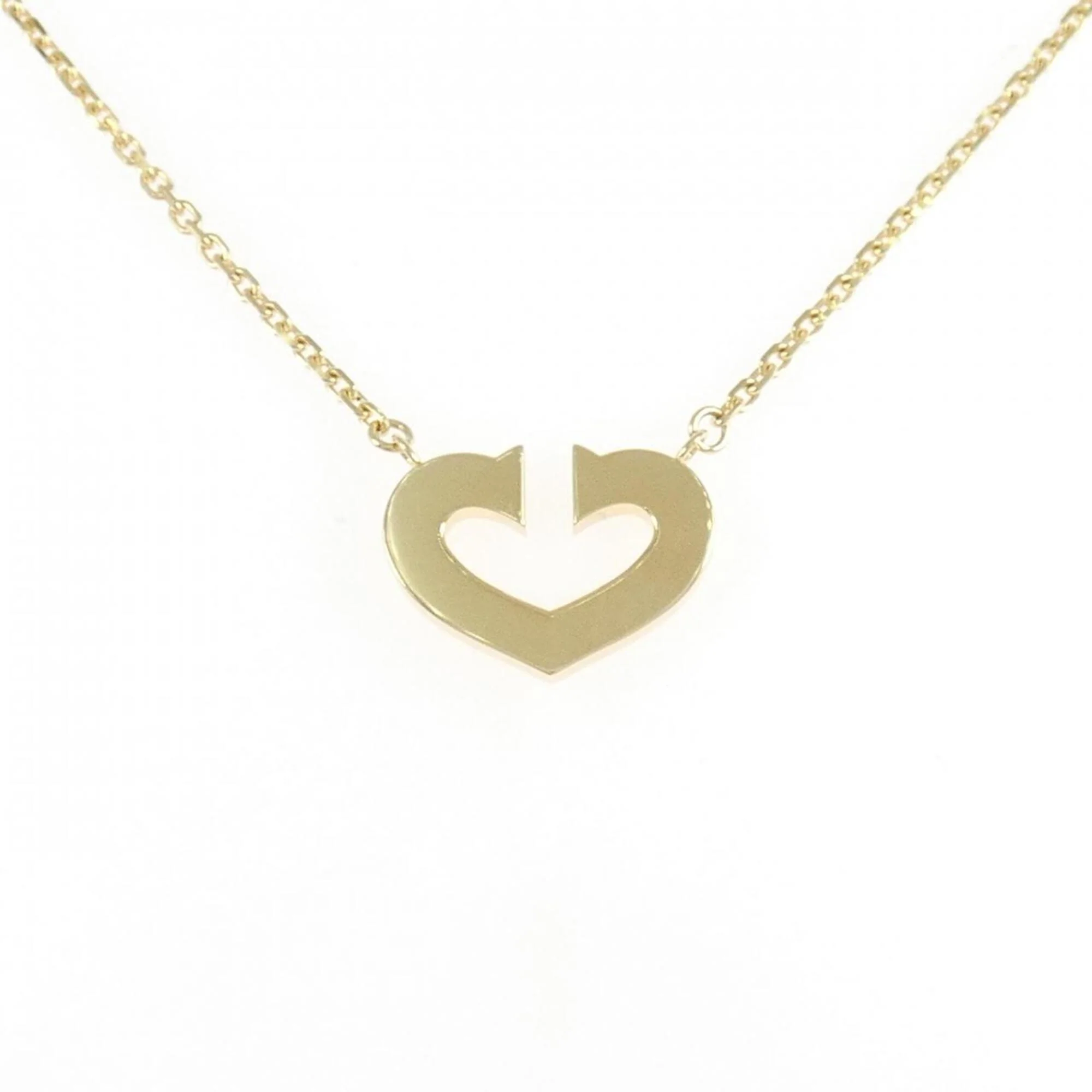 C Heart Pendant Necklace 18K Yellow Gold