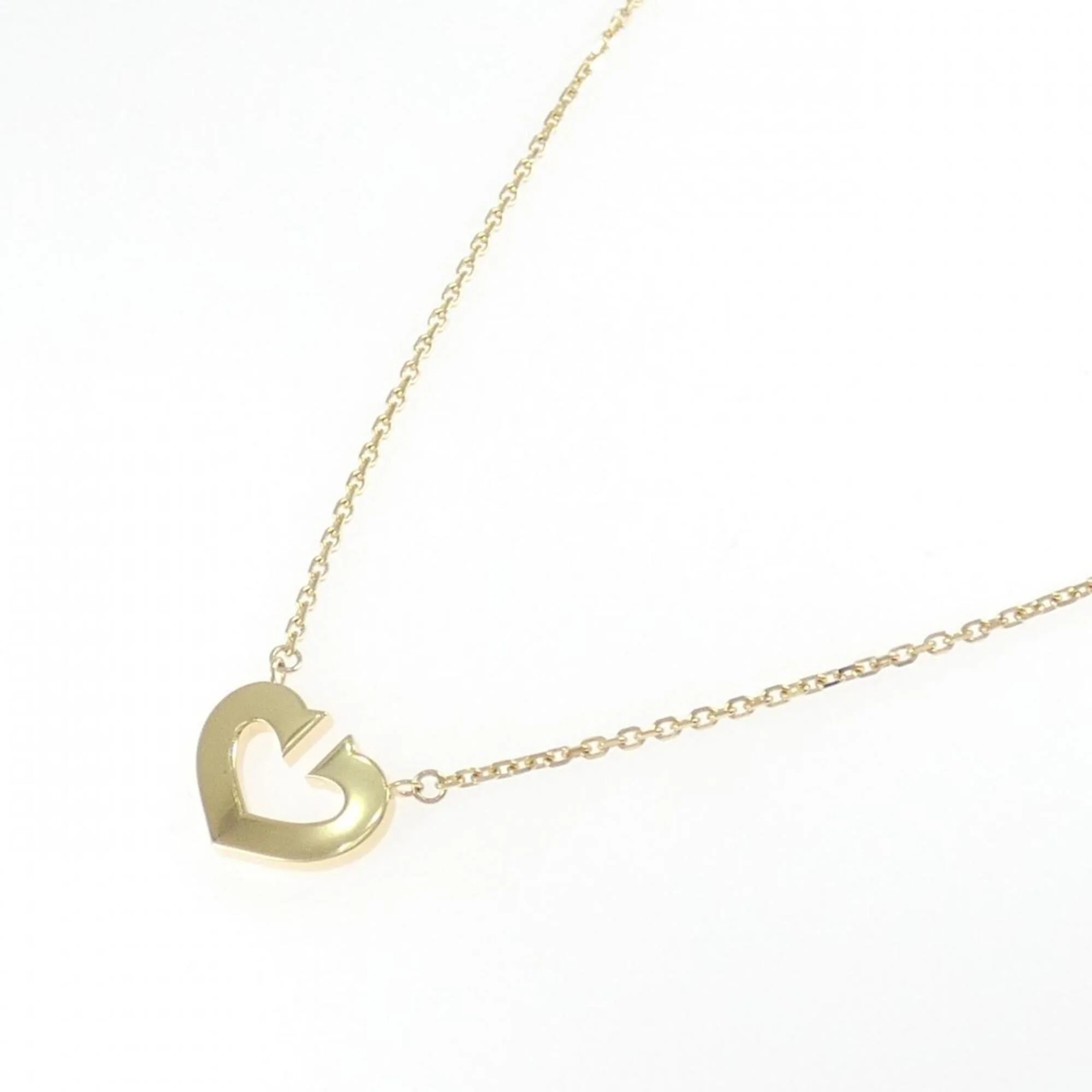 C Heart Pendant Necklace 18K Yellow Gold - Image 2