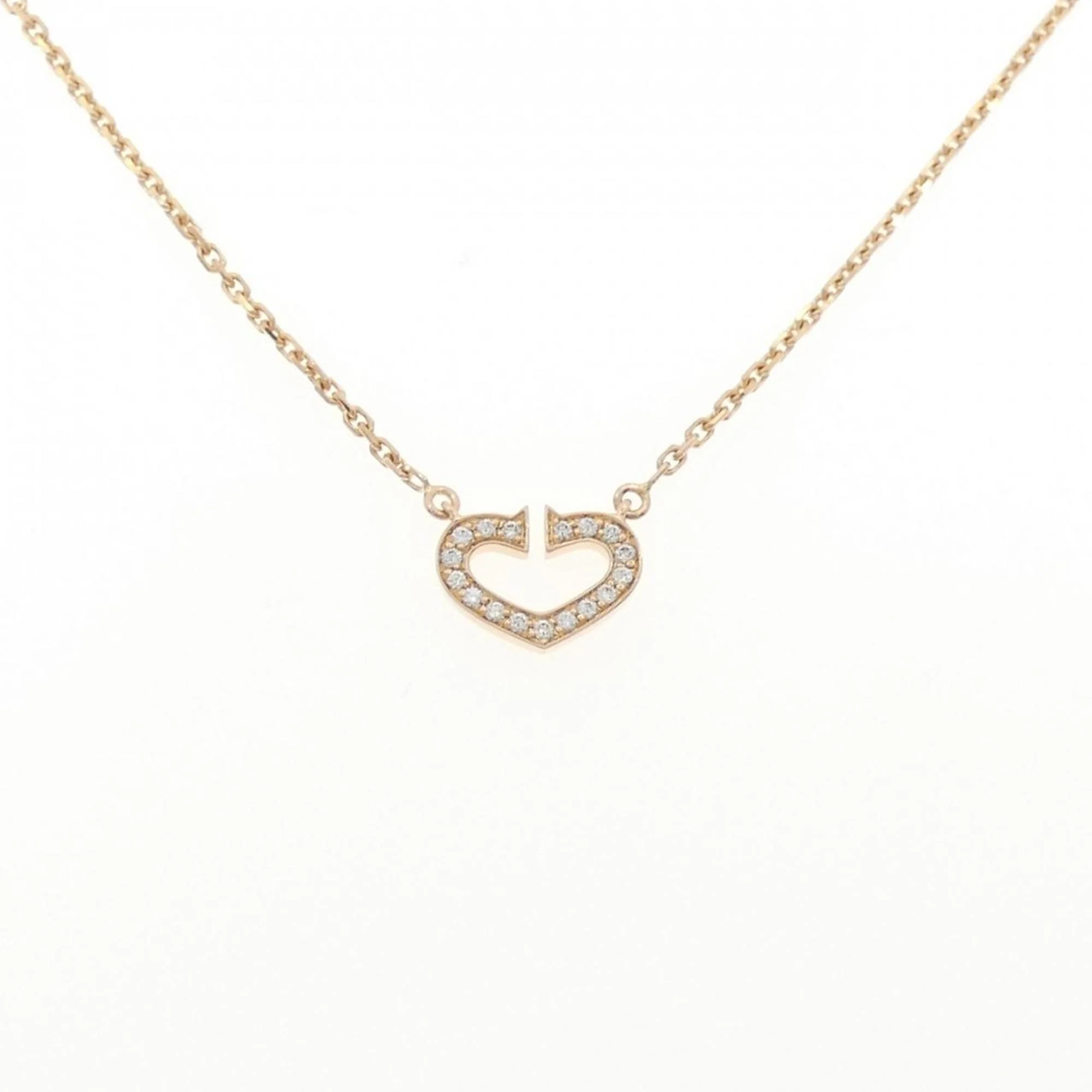 C Heart Pendant Necklace with Diamonds