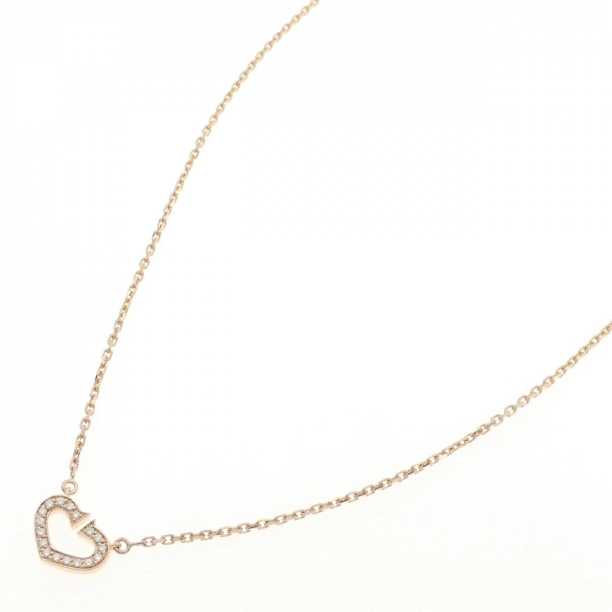 C Heart Pendant Necklace with Diamonds - Image 2