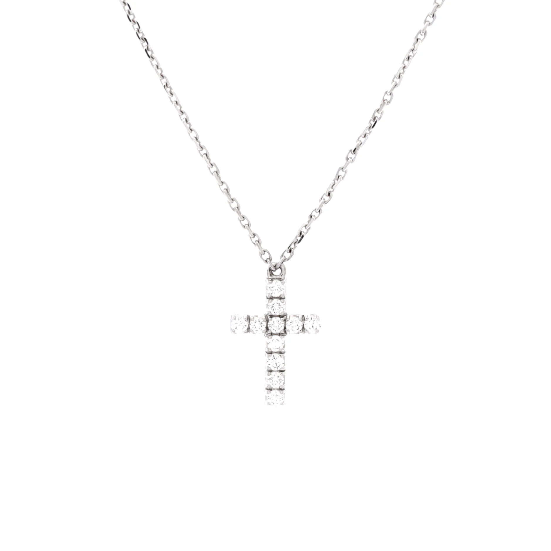 Cross Pendant Necklace 18K White Gold with Diamonds