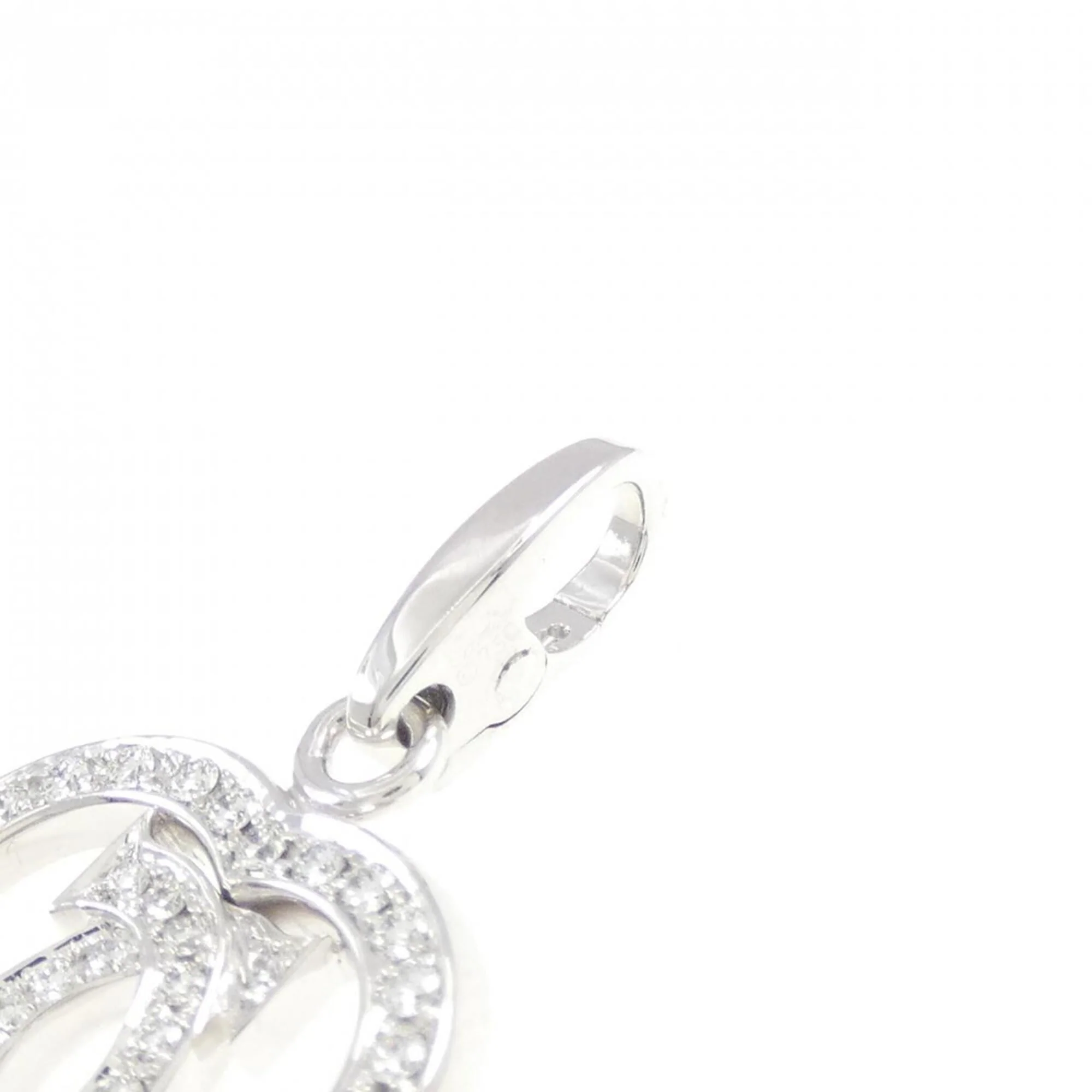 Heart Charm Necklace 18K White Gold with Diamond - Image 3