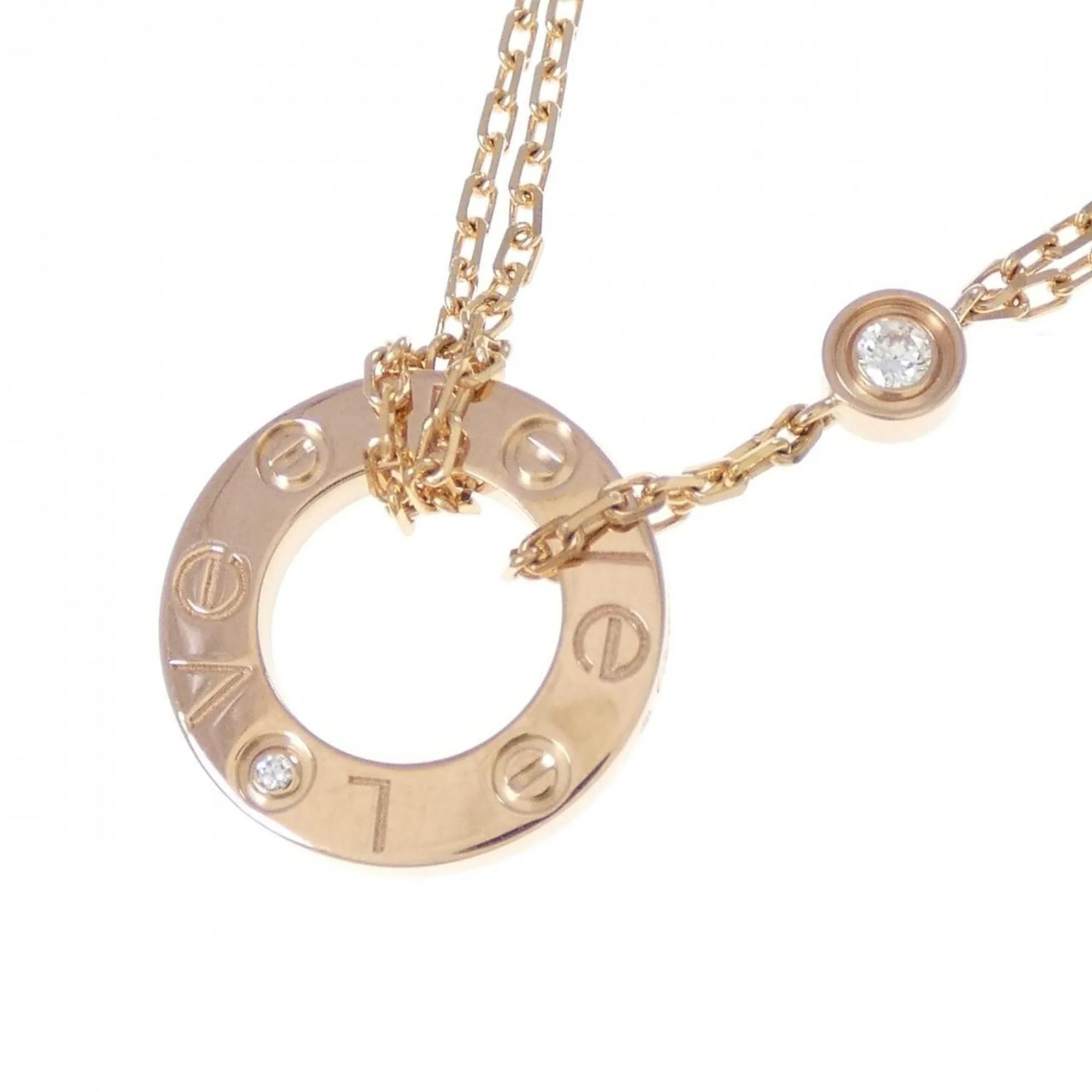 Love Pendant Necklace 18K Rose Gold and Diamond - Image 3