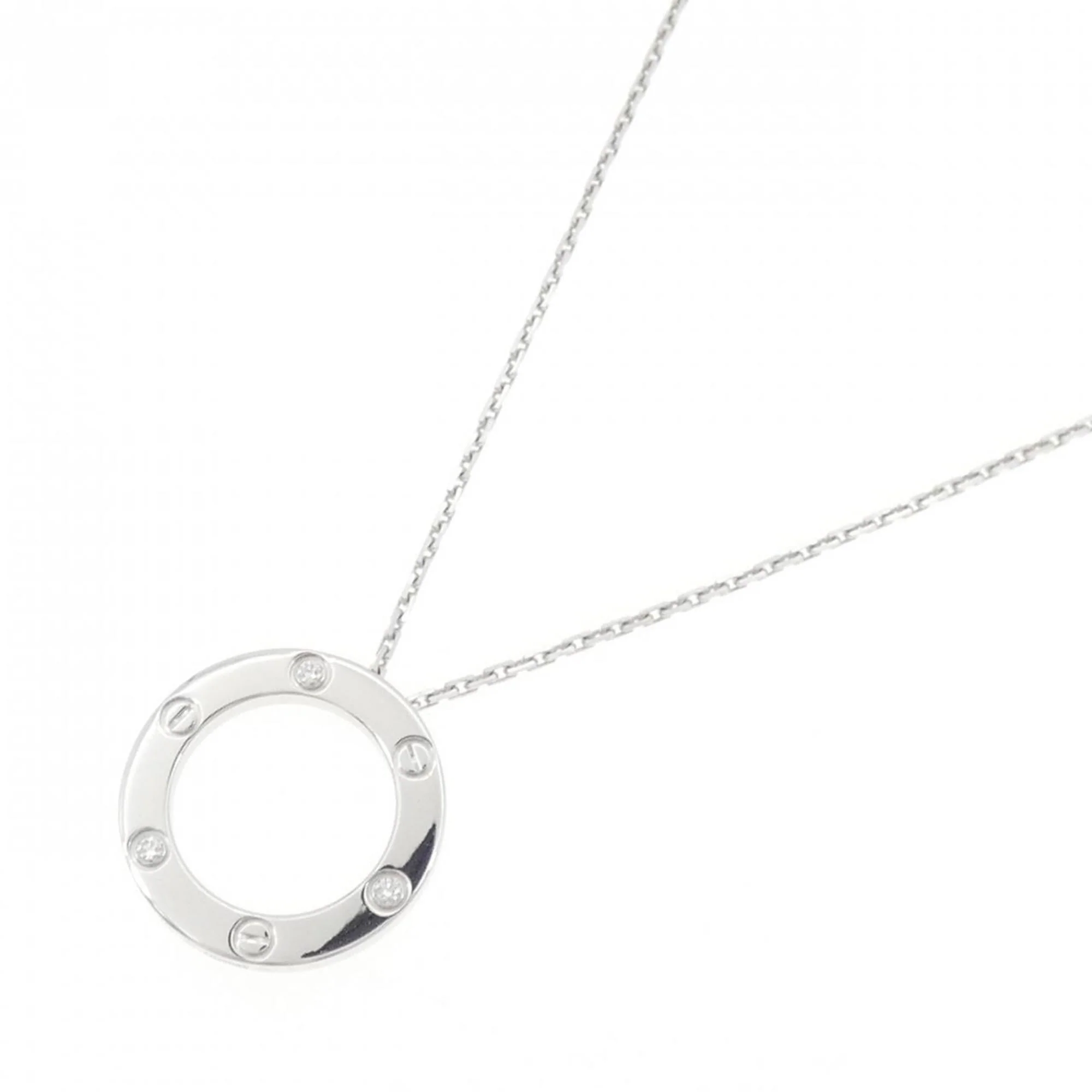 Love Pendant Necklace 18K White Gold with Half Diamond - Image 2
