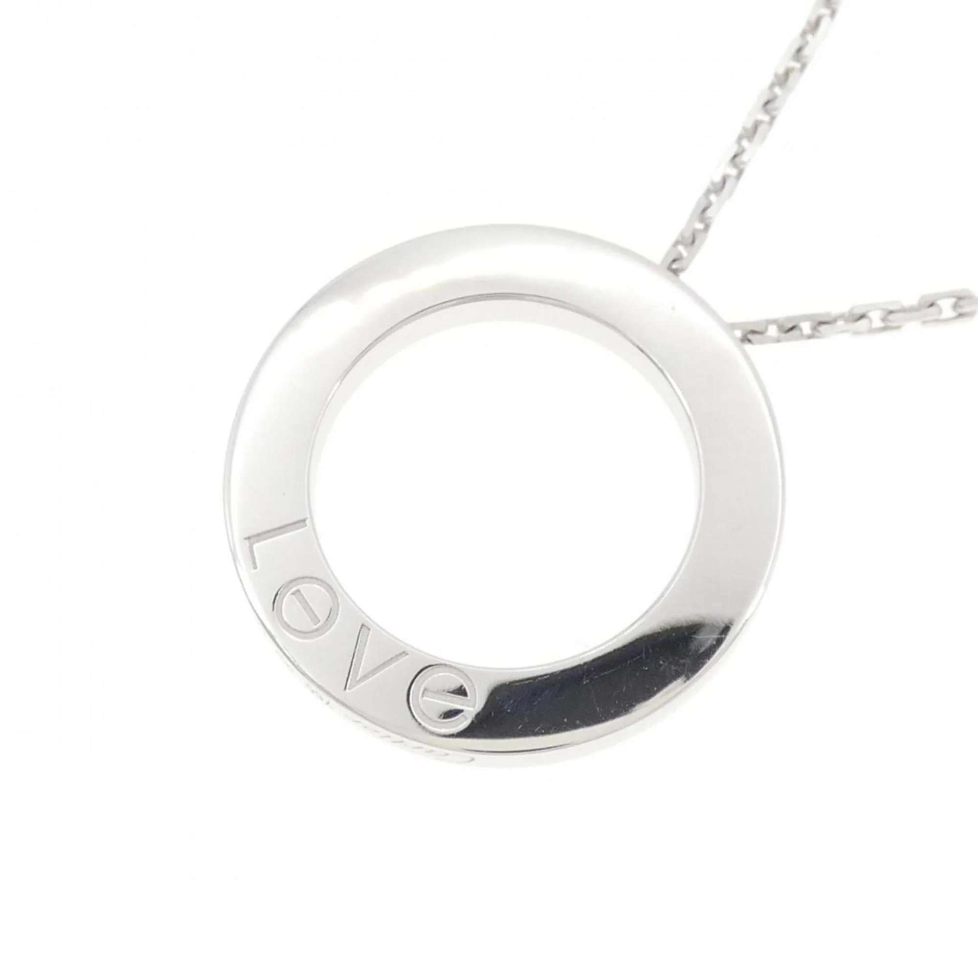 Love Pendant Necklace 18K White Gold with Half Diamond - Image 4