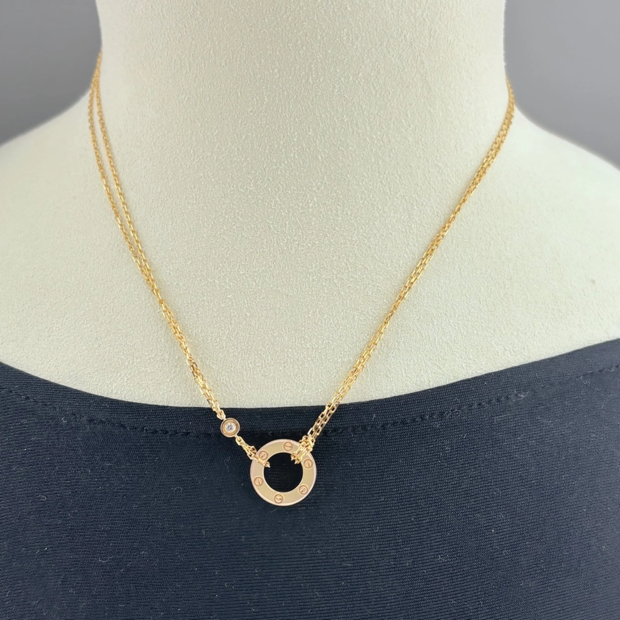 Love Pendant Necklace 18K Yellow Gold with Diamond - Image 3