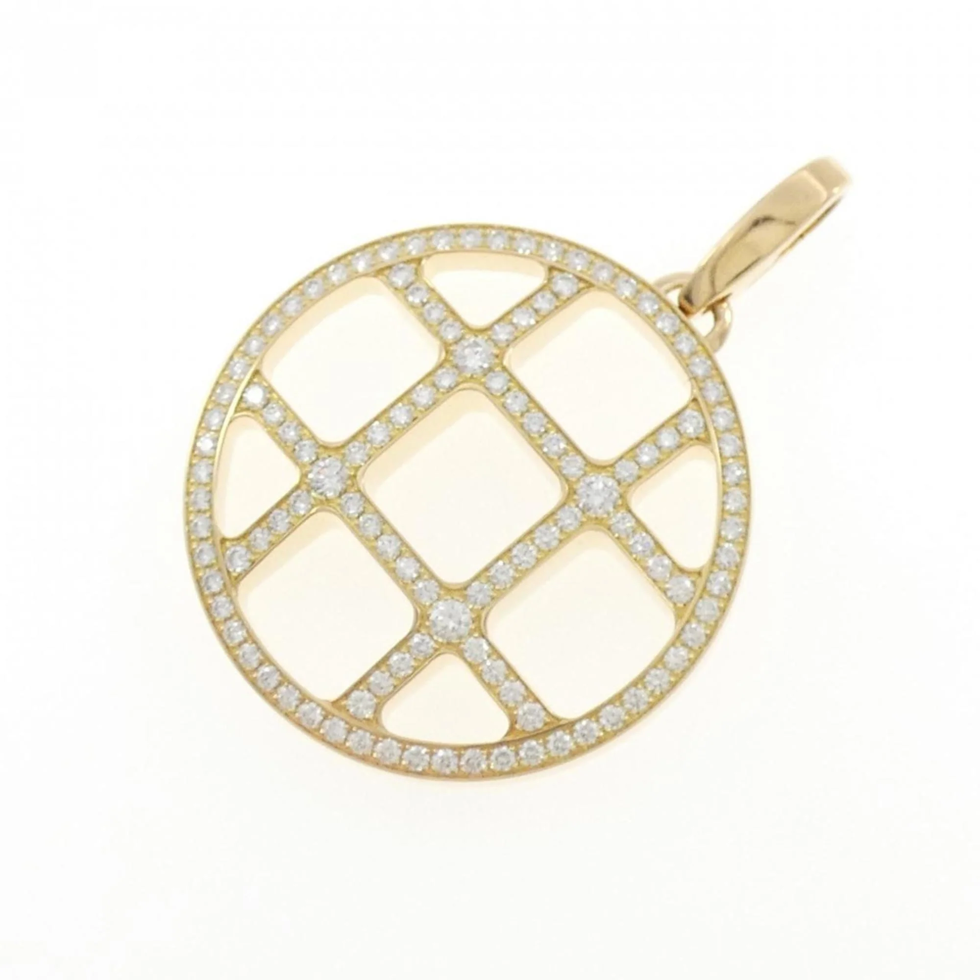 Pasha Grid Charm Necklace 18K Yellow Gold with Diamond