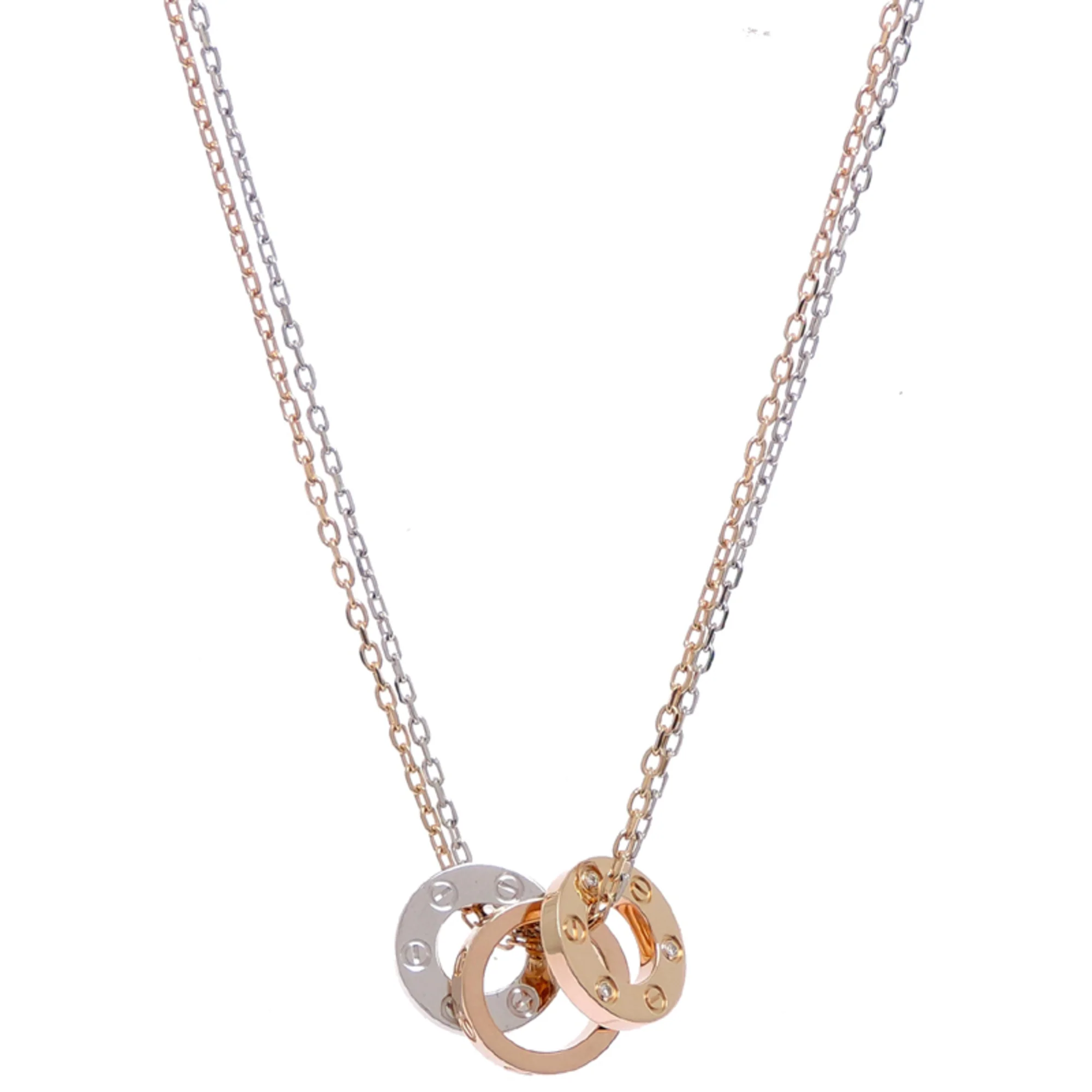Pendant Necklace 18K Rose Gold and 18K White Gold with Diamond
