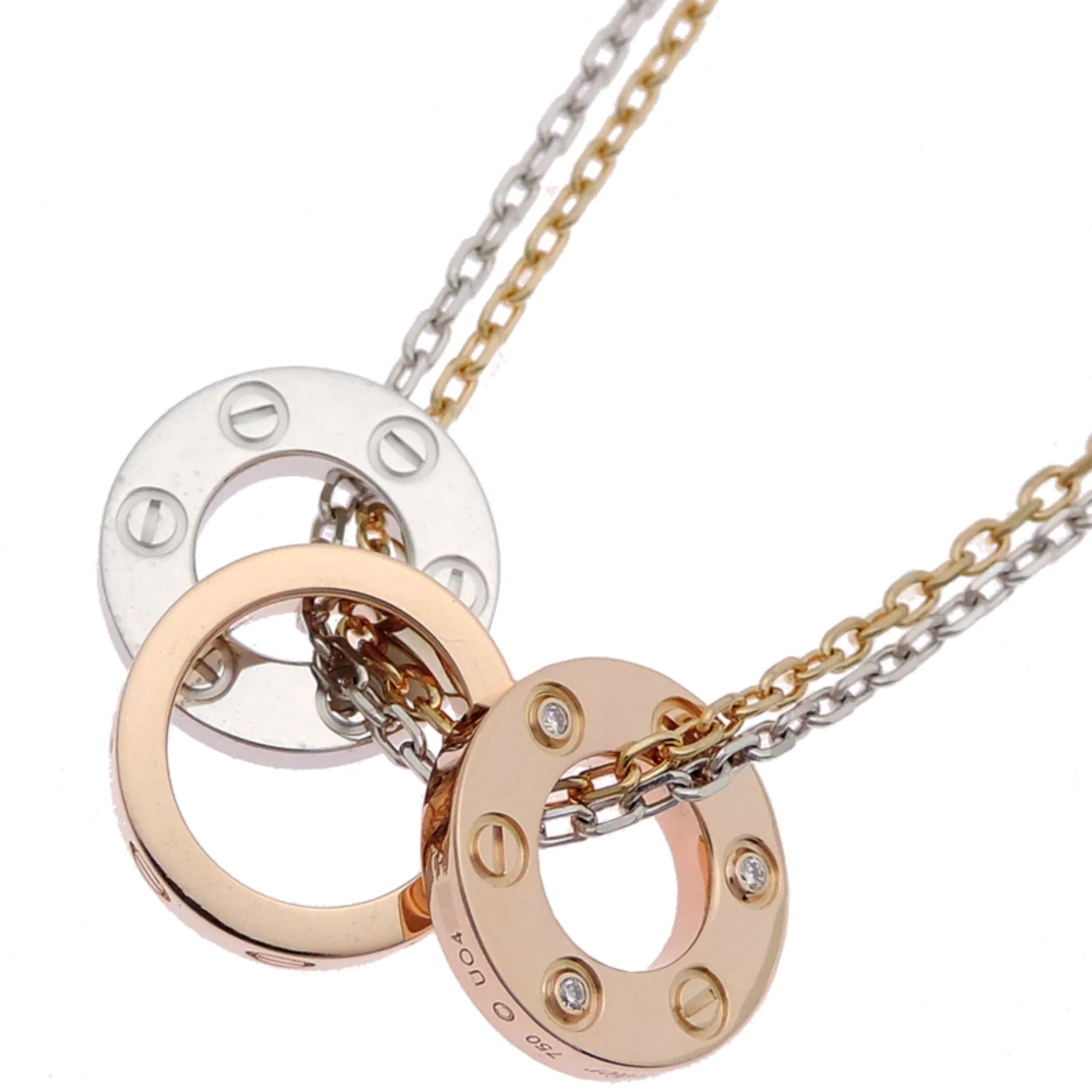Pendant Necklace 18K Rose Gold and 18K White Gold with Diamond - Image 2