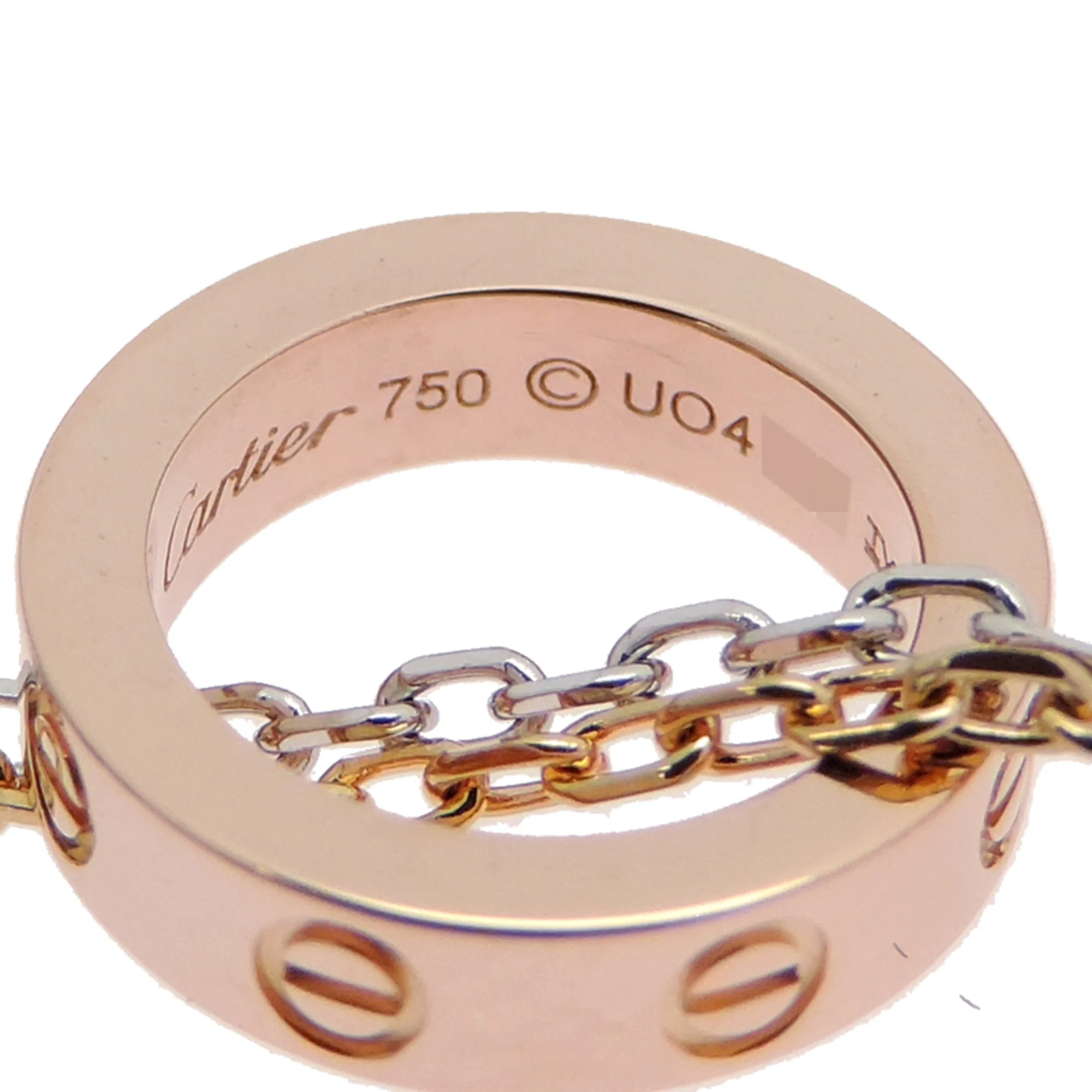 Pendant Necklace 18K Rose Gold and 18K White Gold with Diamond - Image 4