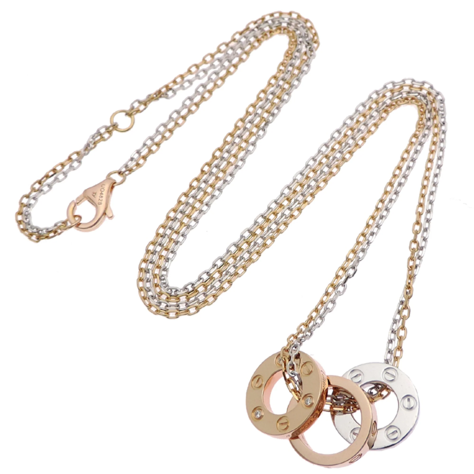 Pendant Necklace 18K Rose Gold and 18K White Gold with Diamond - Image 8
