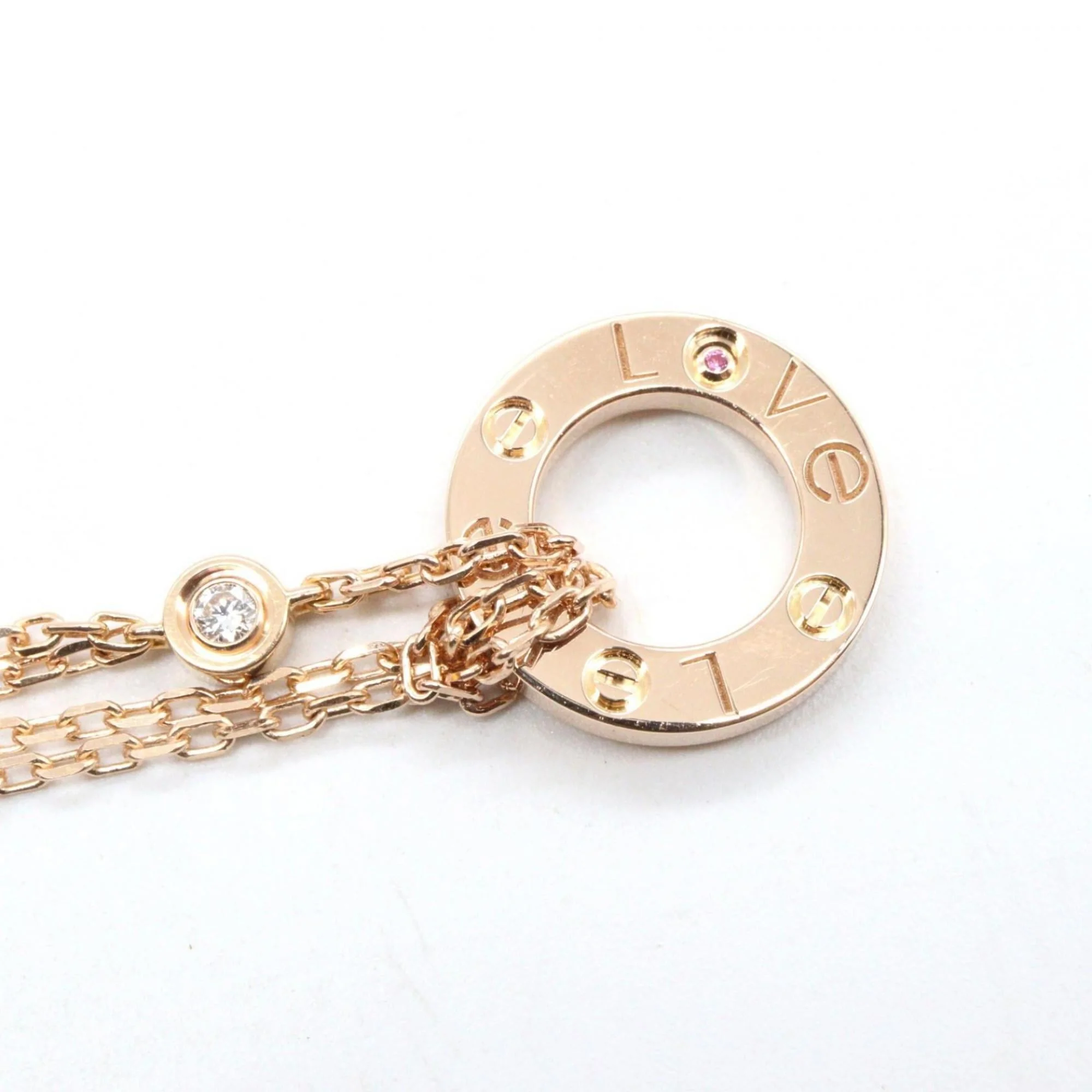 Pendant Necklace 18K Rose Gold with Diamonds and Sapphires - Image 4