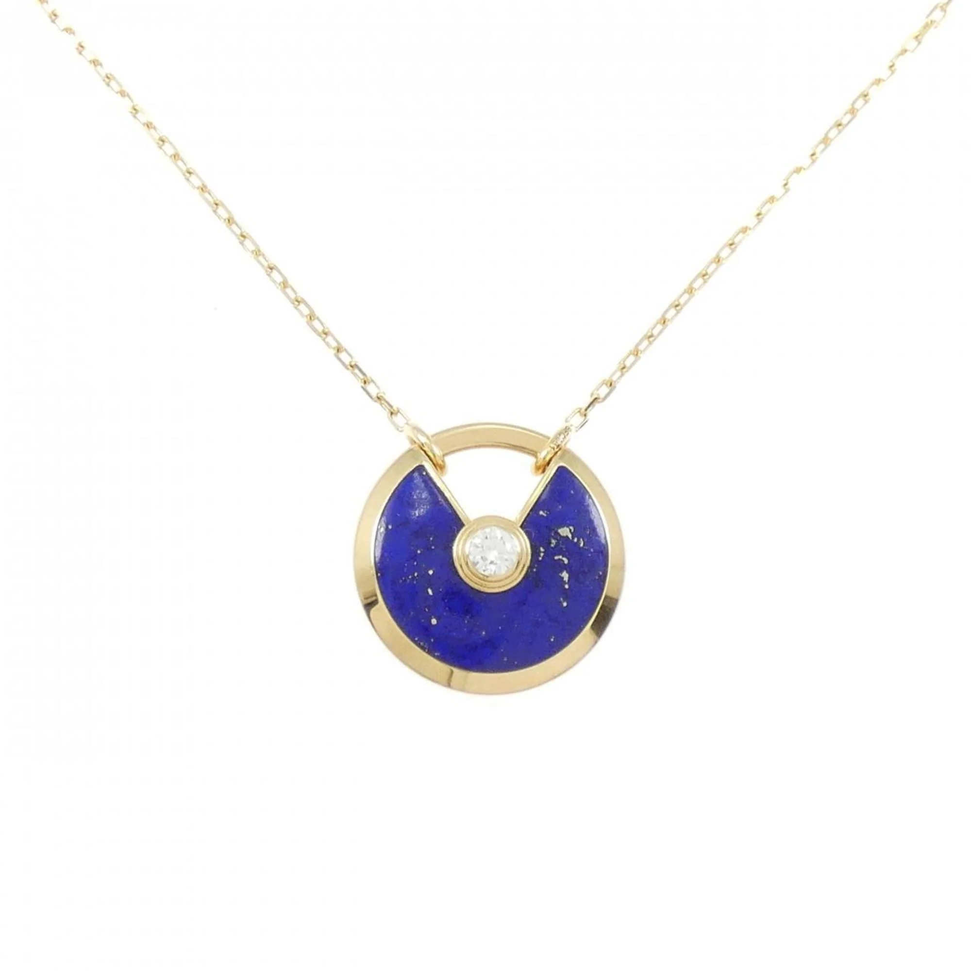Pendant Necklace 18K Yellow Gold with Diamond and Lapis Lazuli