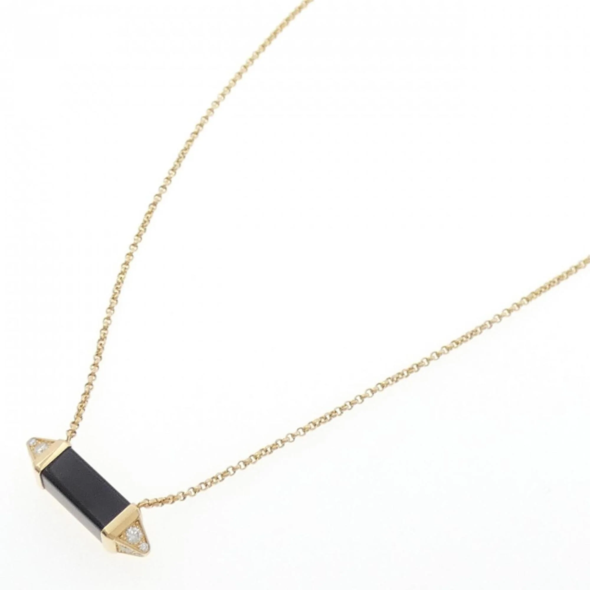 Pendant Necklace 18K Yellow Gold with Diamond and Onyx - Image 2