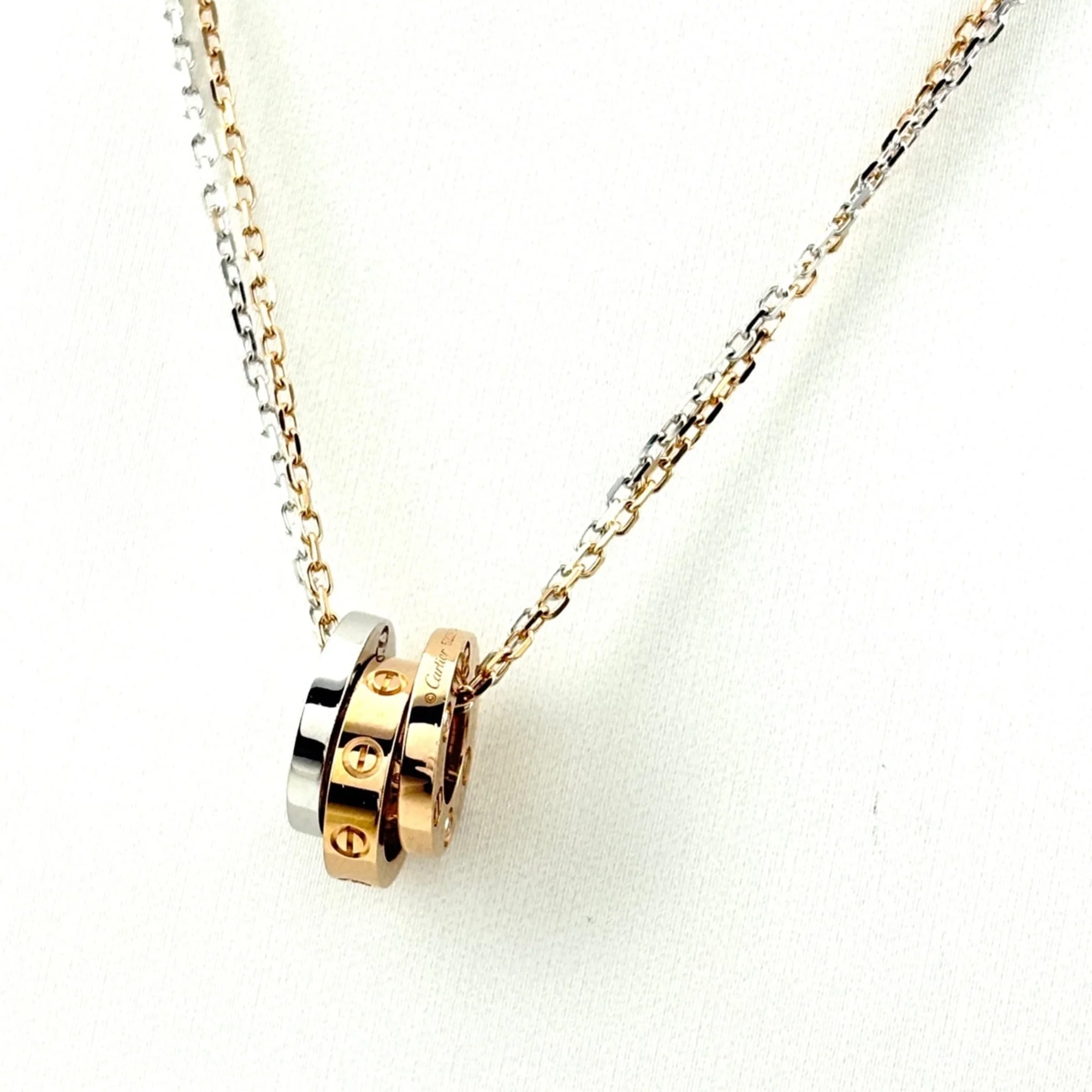 Pendant Necklace Rose Gold and White Gold and Yellow Gold