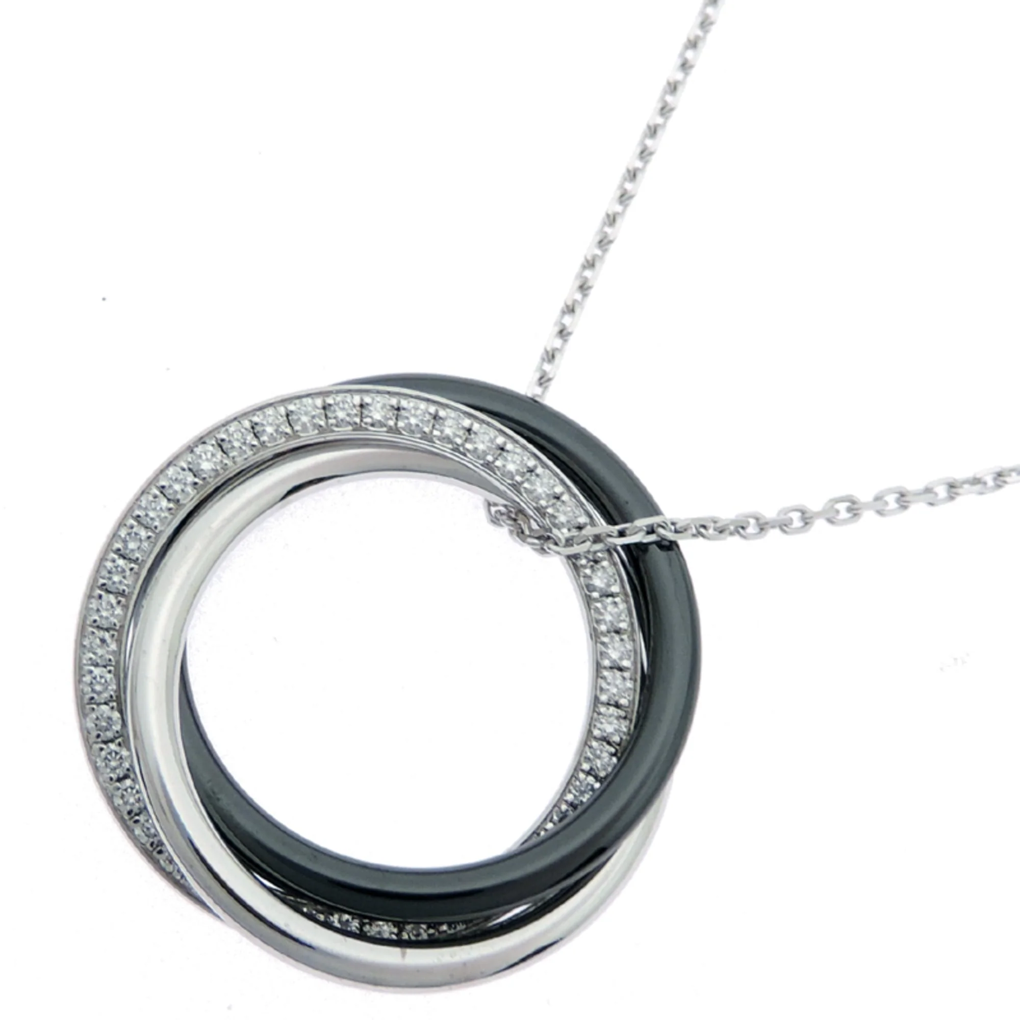 Trinity Pendant Necklace 18K White Gold and Ceramic - Image 2