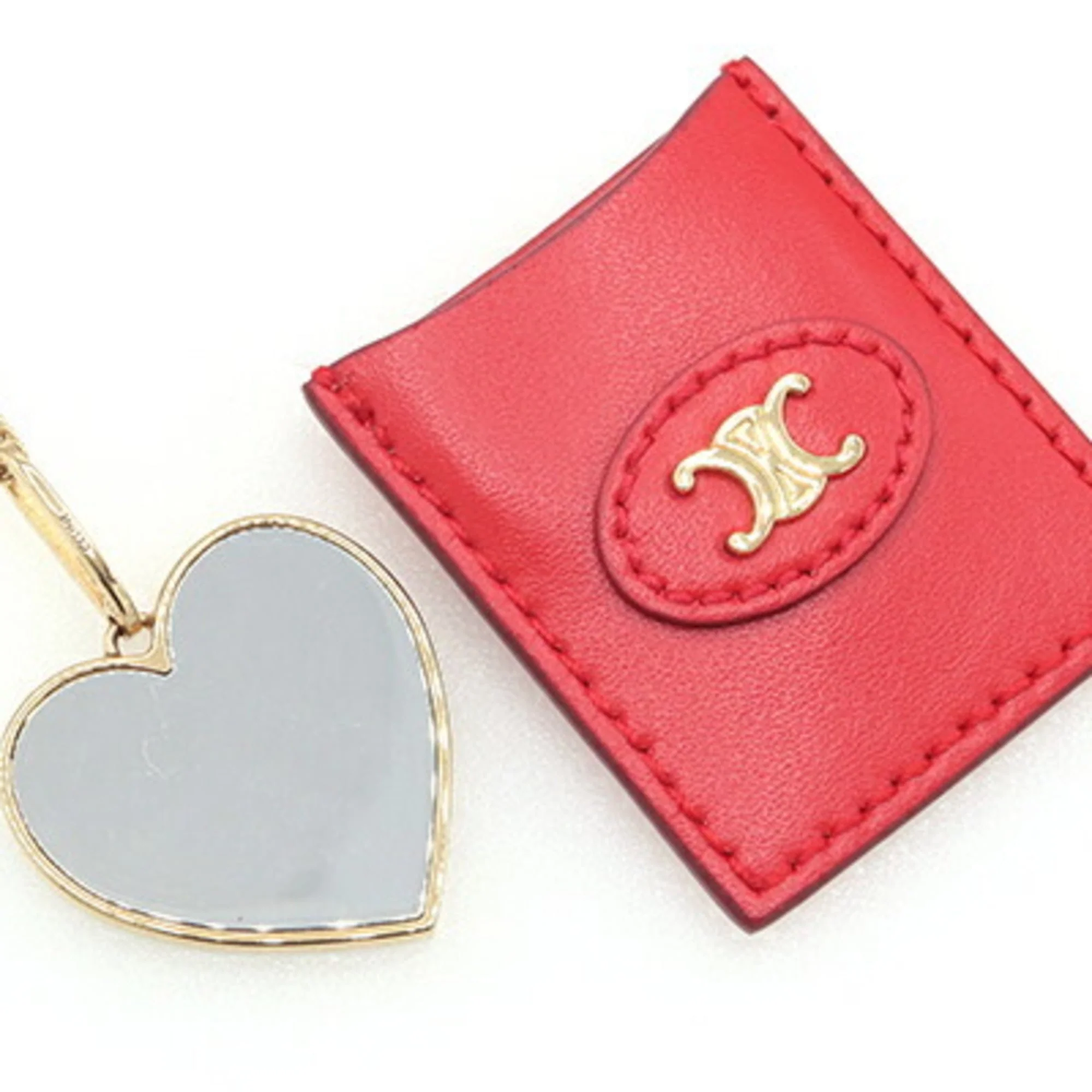 Pendant Necklace Leather and Metal Gold and Red - Image 3