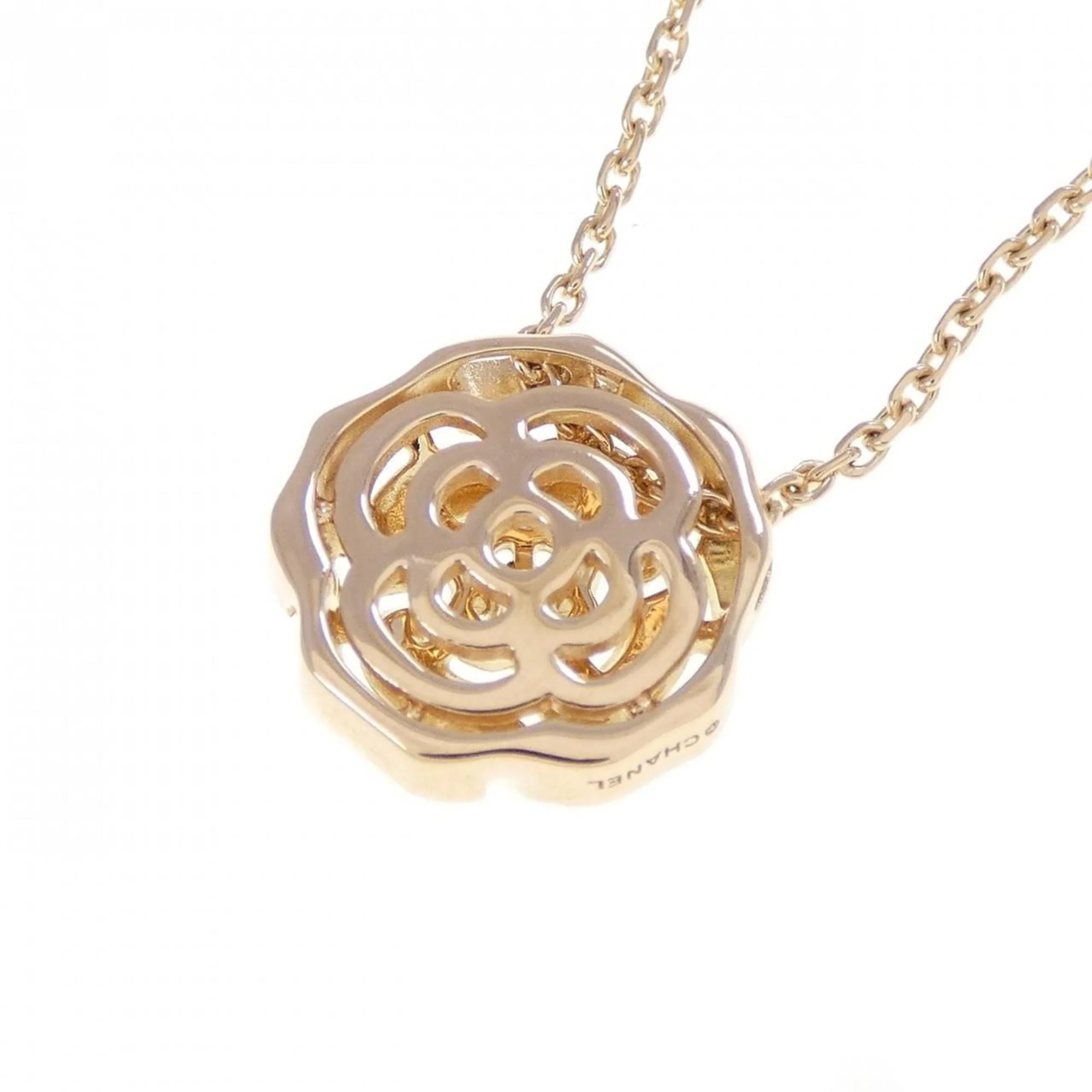 Camellia Pendant Necklace 18K Rose Gold with Diamond - Image 4