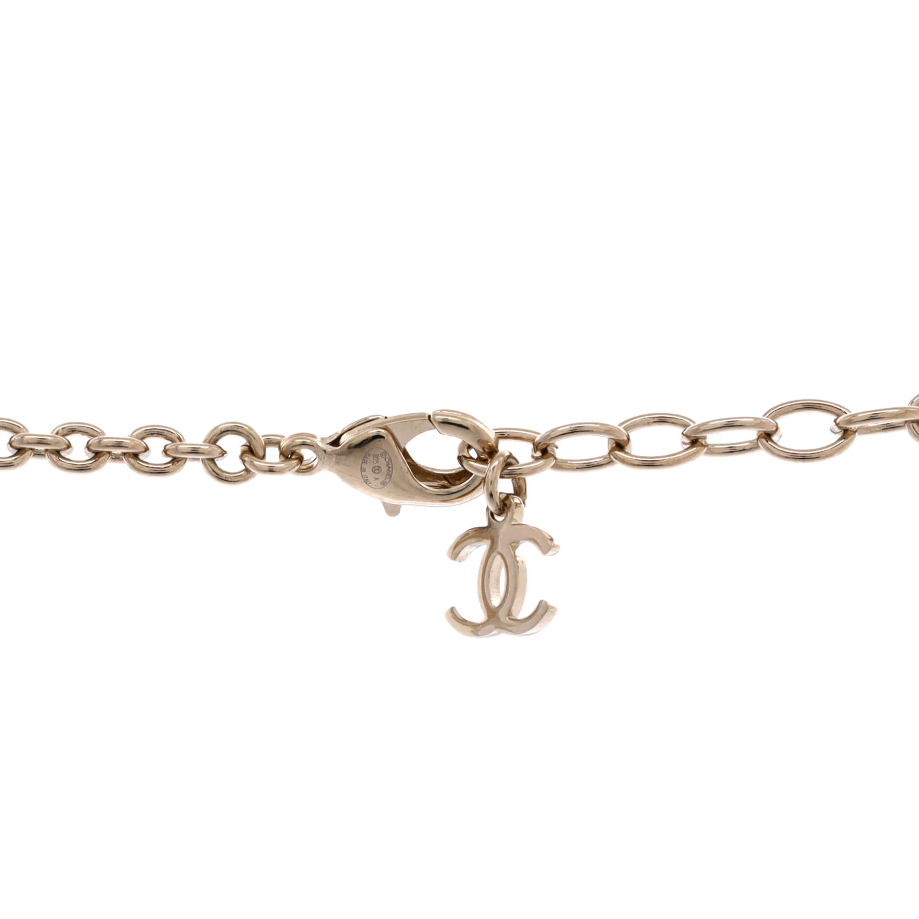 CC Camellia Station Long Necklace Metal with Faux Pearls and Resin - Image 3