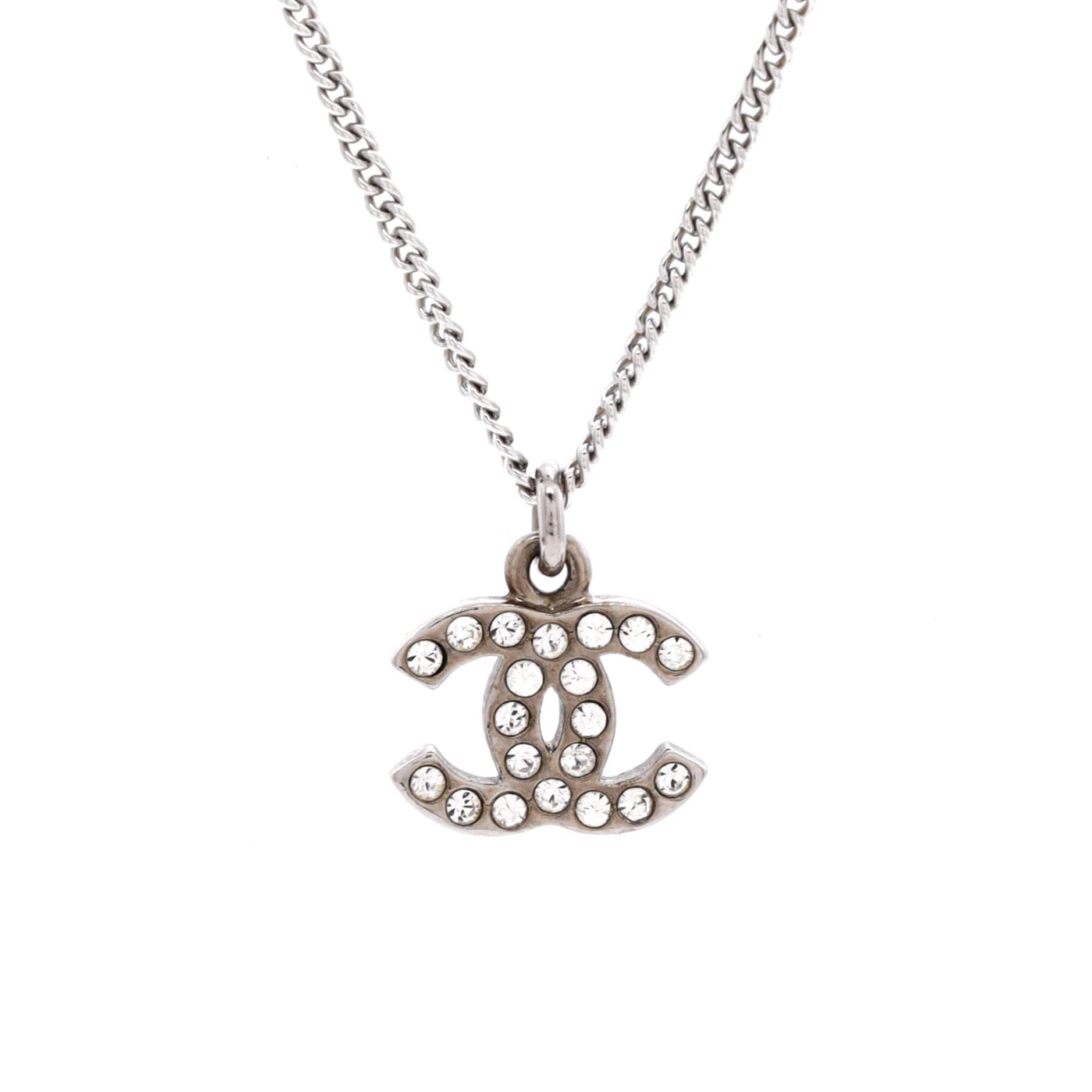 CC Crystal Logo Necklace Metal
