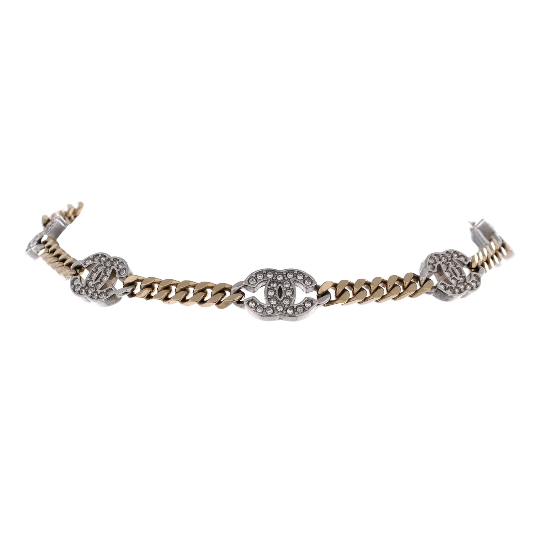 CC Link Choker Necklace Metal with Crystals