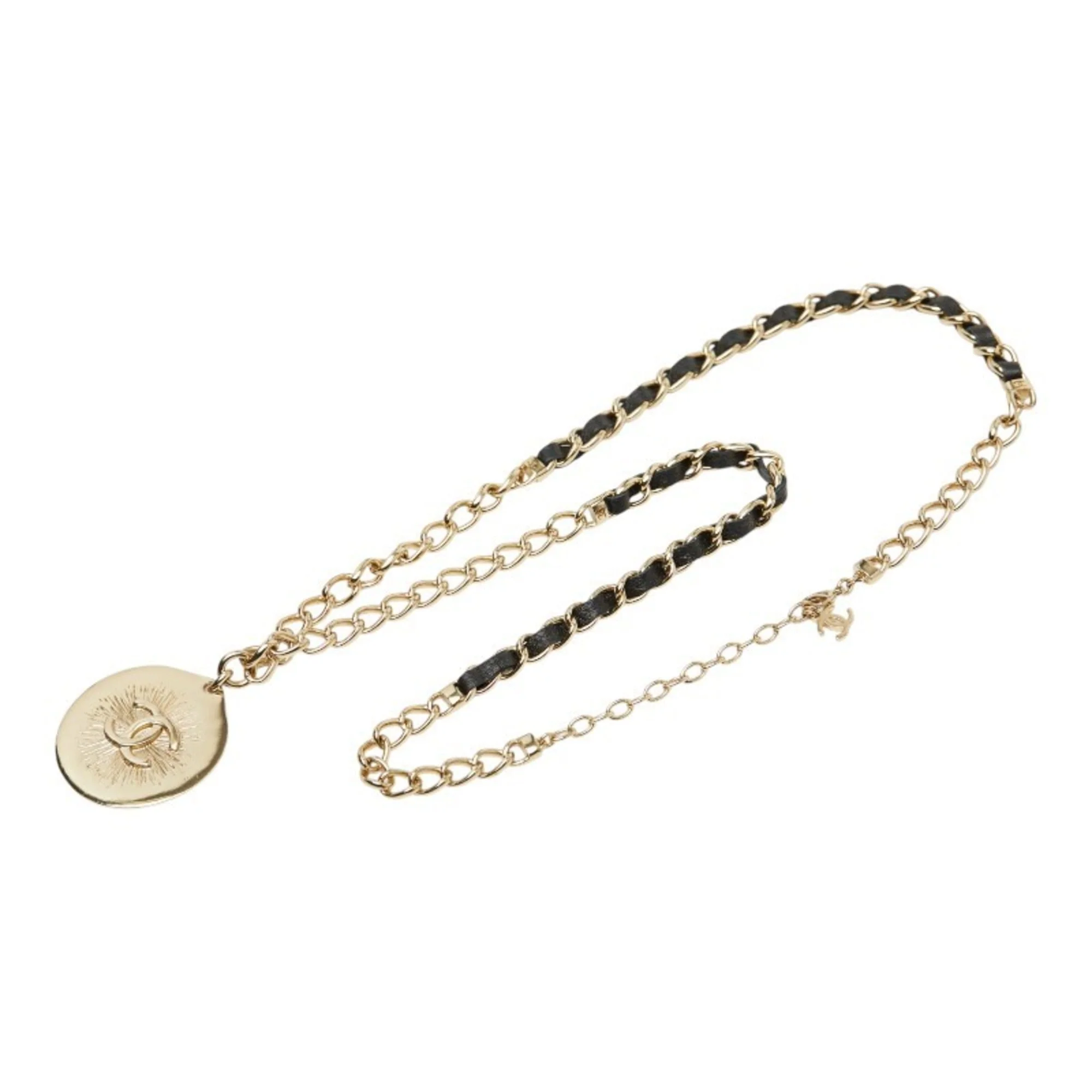 CC Logo Chain Pendant Necklace Gold-Tone Metal - Image 3