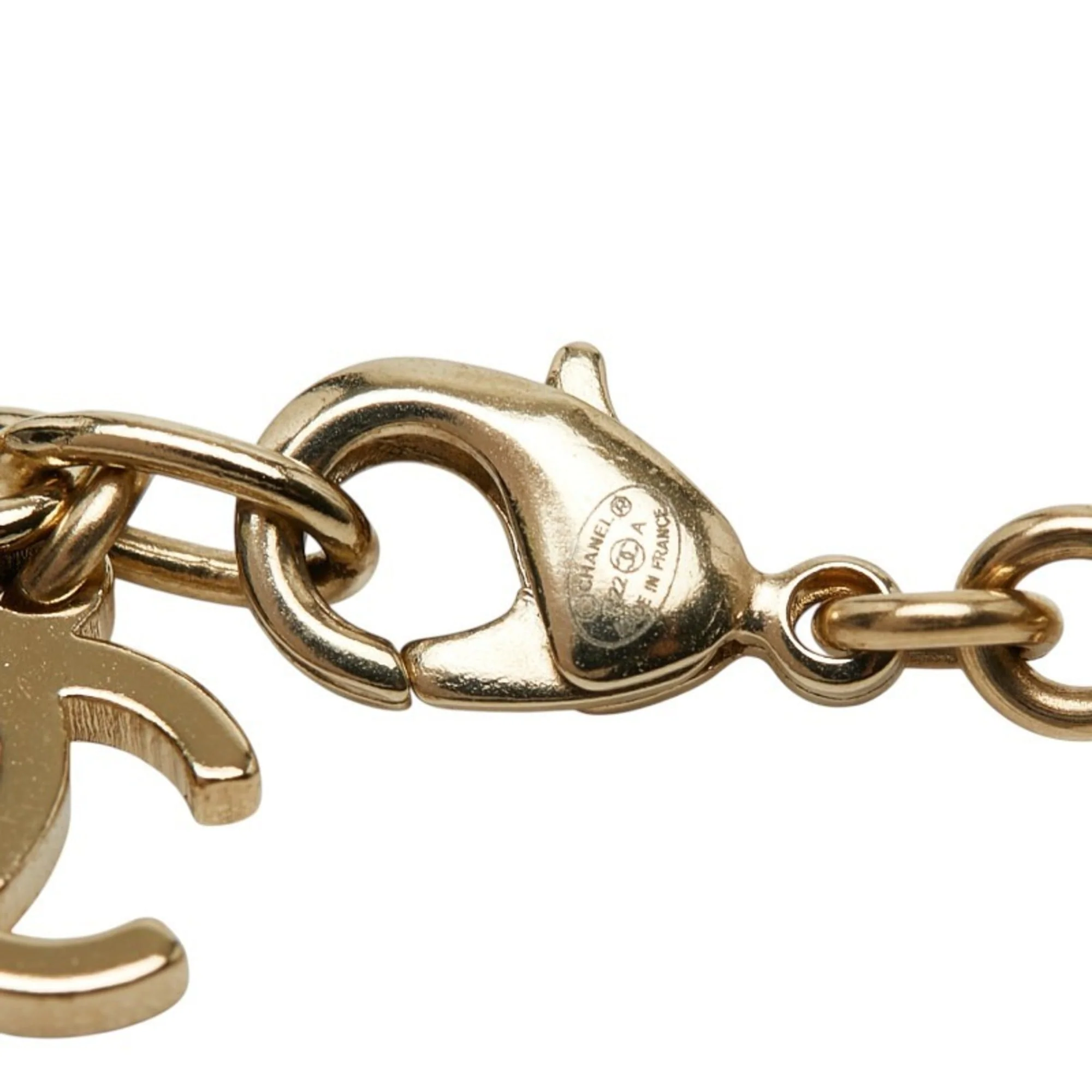 CC Logo Chain Pendant Necklace Gold-Tone Metal - Image 4