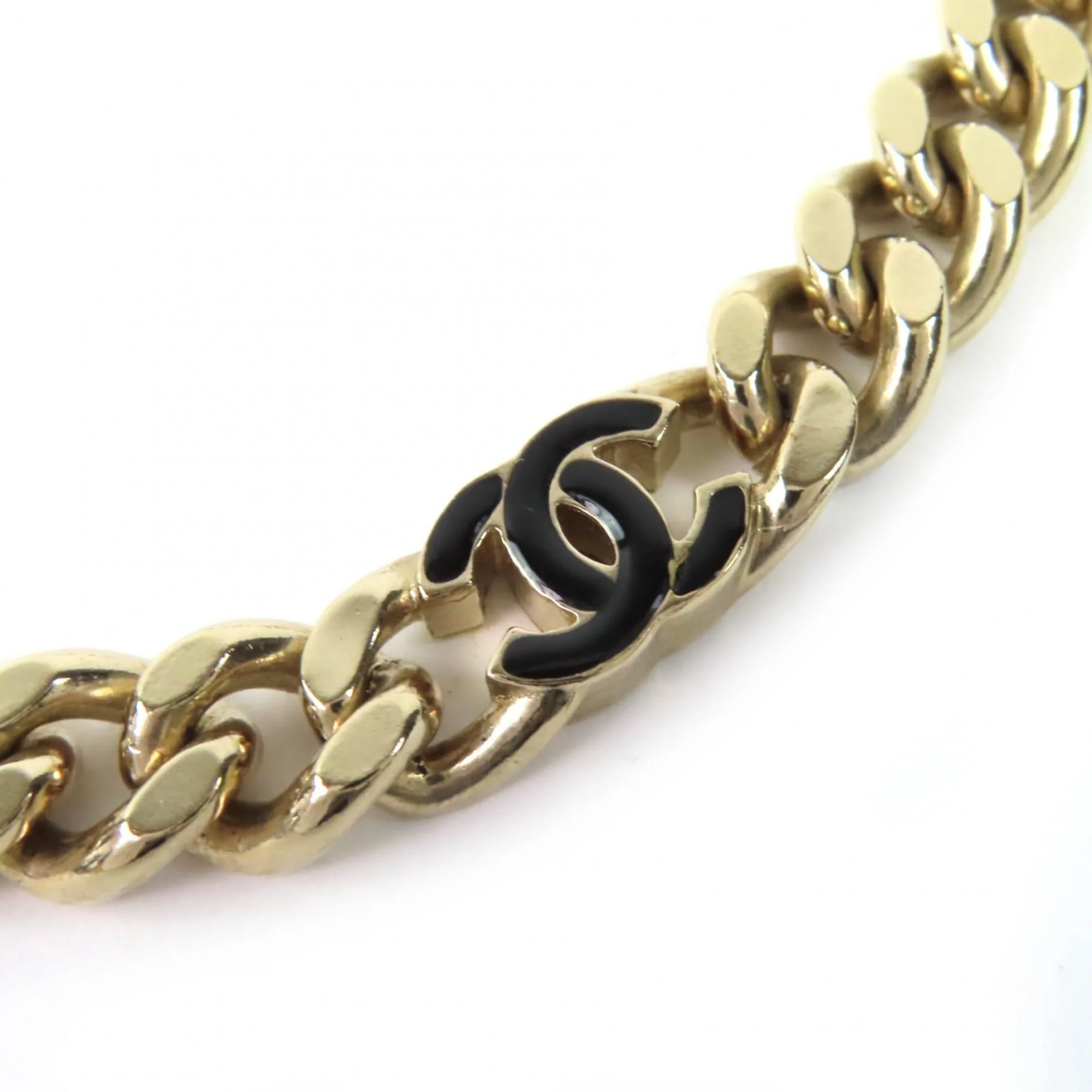 CC Logo Chain Pendant Necklace Gold-Tone Metal - Image 4